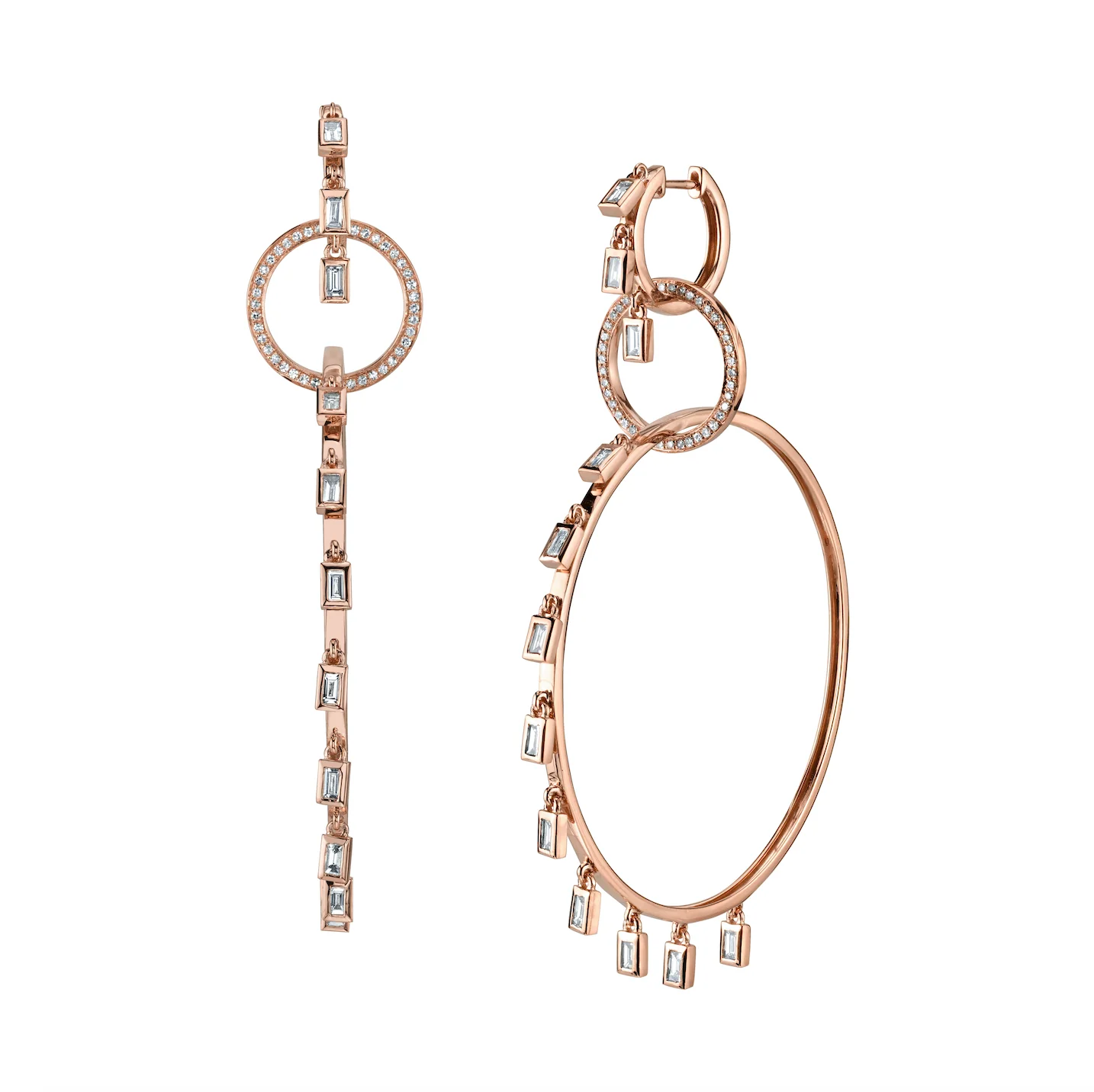 READY TO SHIP DIAMOND 3 TIER BAGUETTE HOOPS