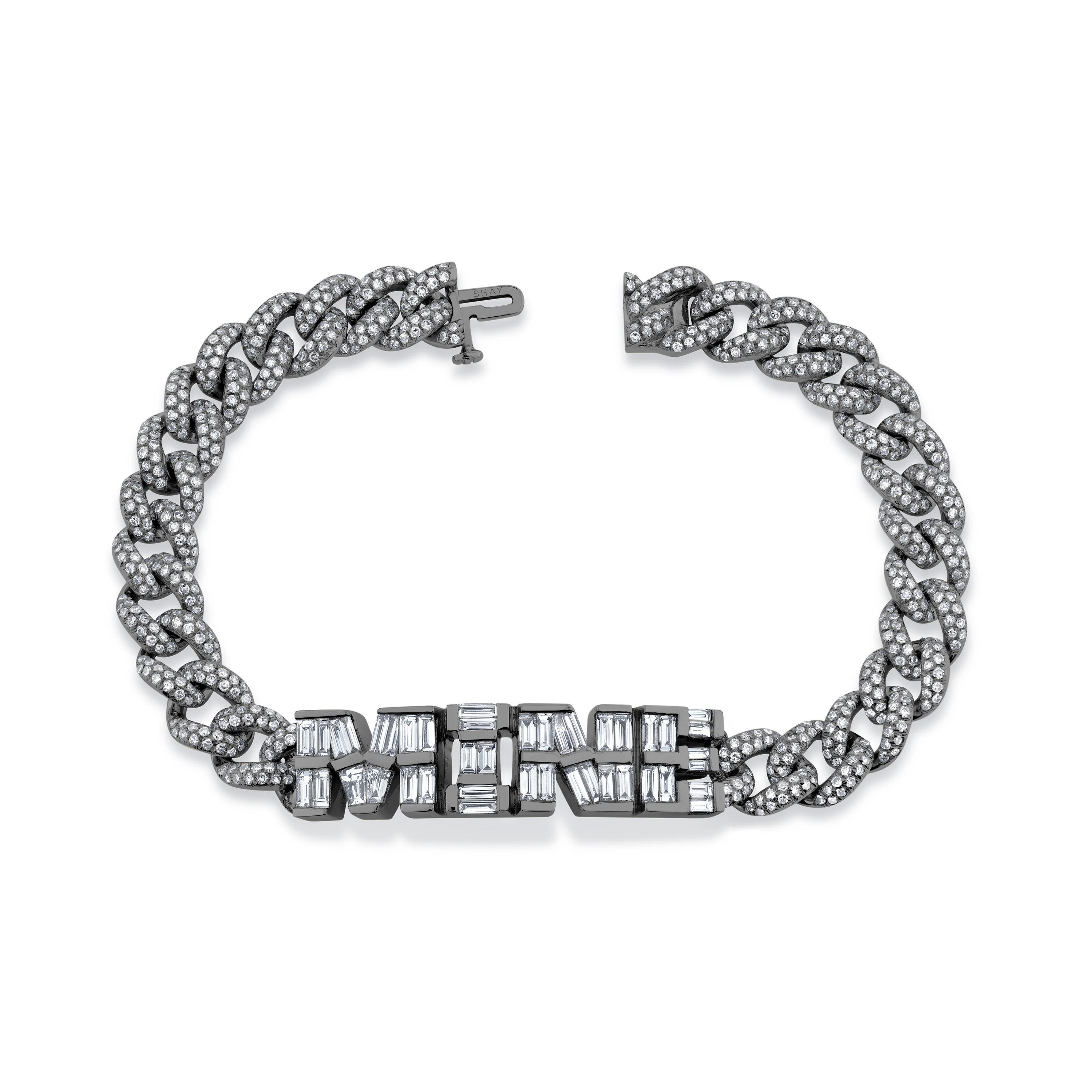 DIAMOND BAGUETTE 4 LETTER MEDIUM LINK BRACELET - Image 5