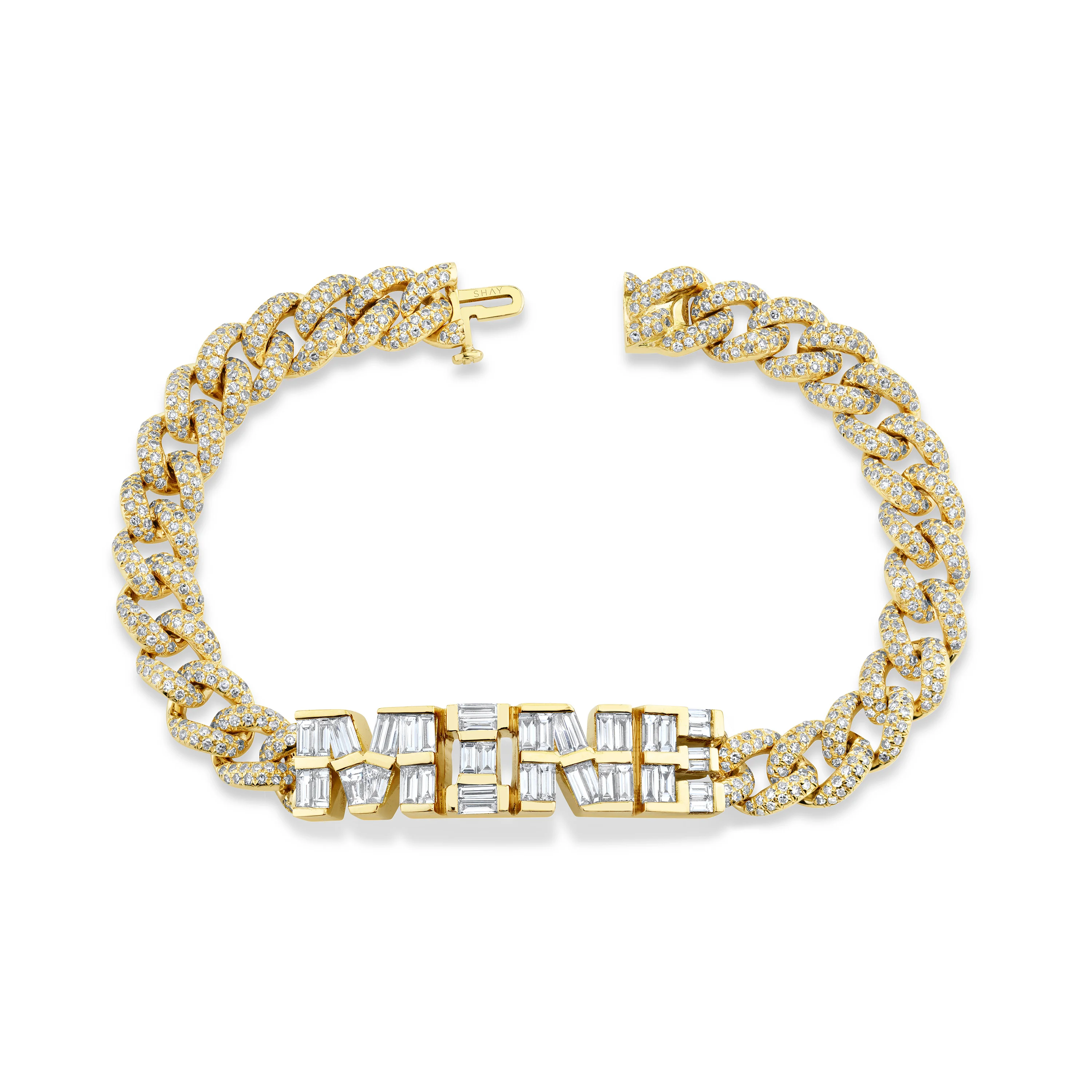 DIAMOND BAGUETTE 4 LETTER MEDIUM LINK BRACELET - Image 6
