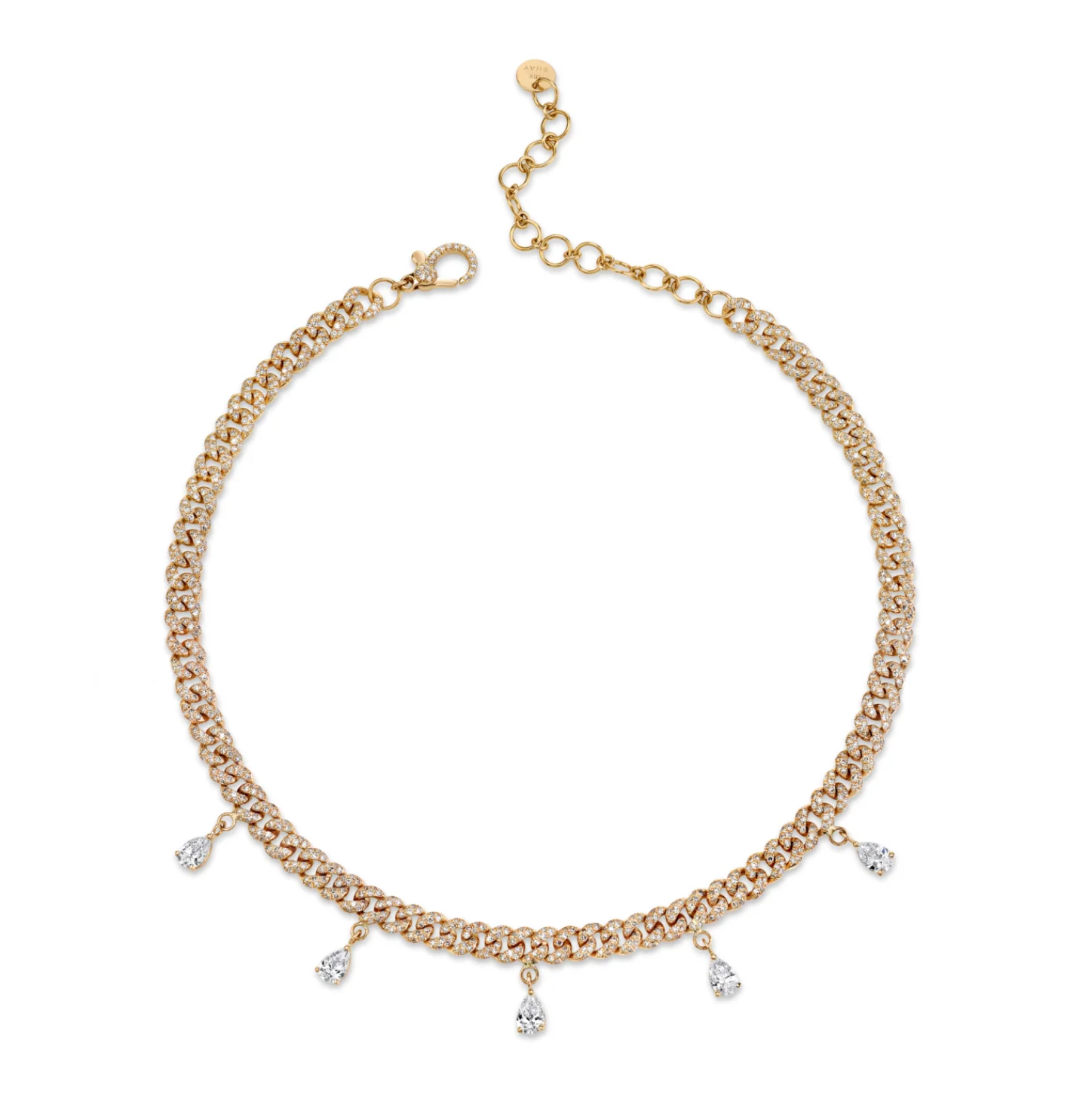 DIAMOND 5 PEAR DROP MINI LINK NECKLACE - Image 3