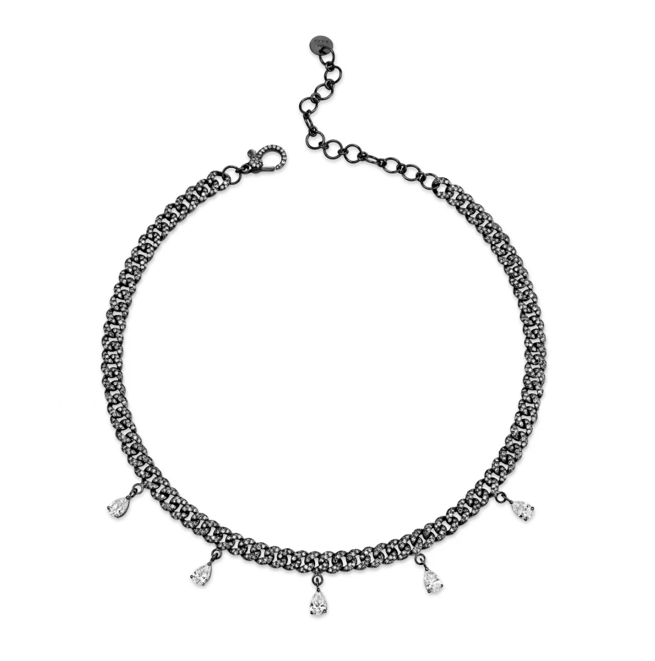 DIAMOND 5 PEAR DROP MINI LINK NECKLACE - Image 4