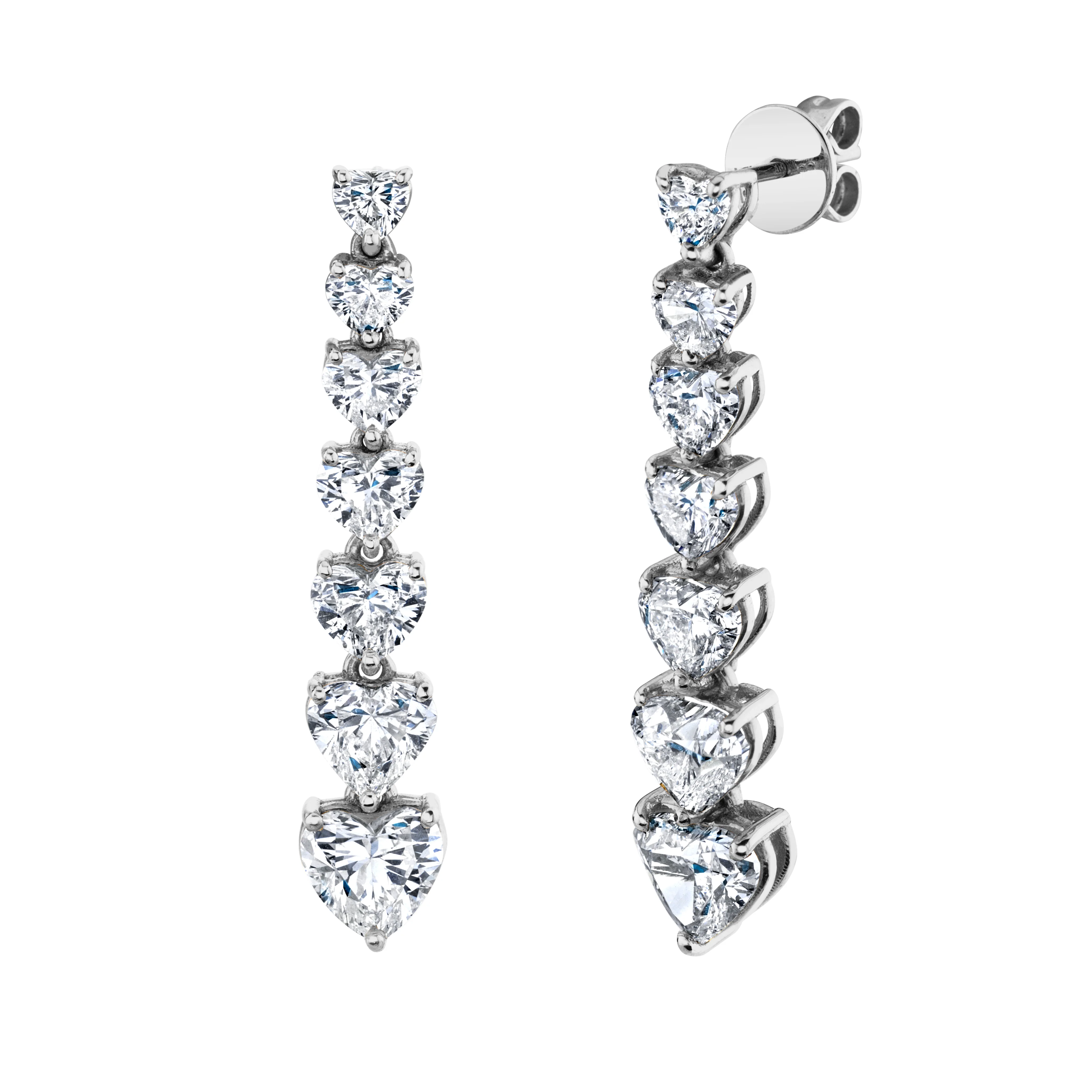 DIAMOND 7 HEART DROP EARRINGS - Image 3