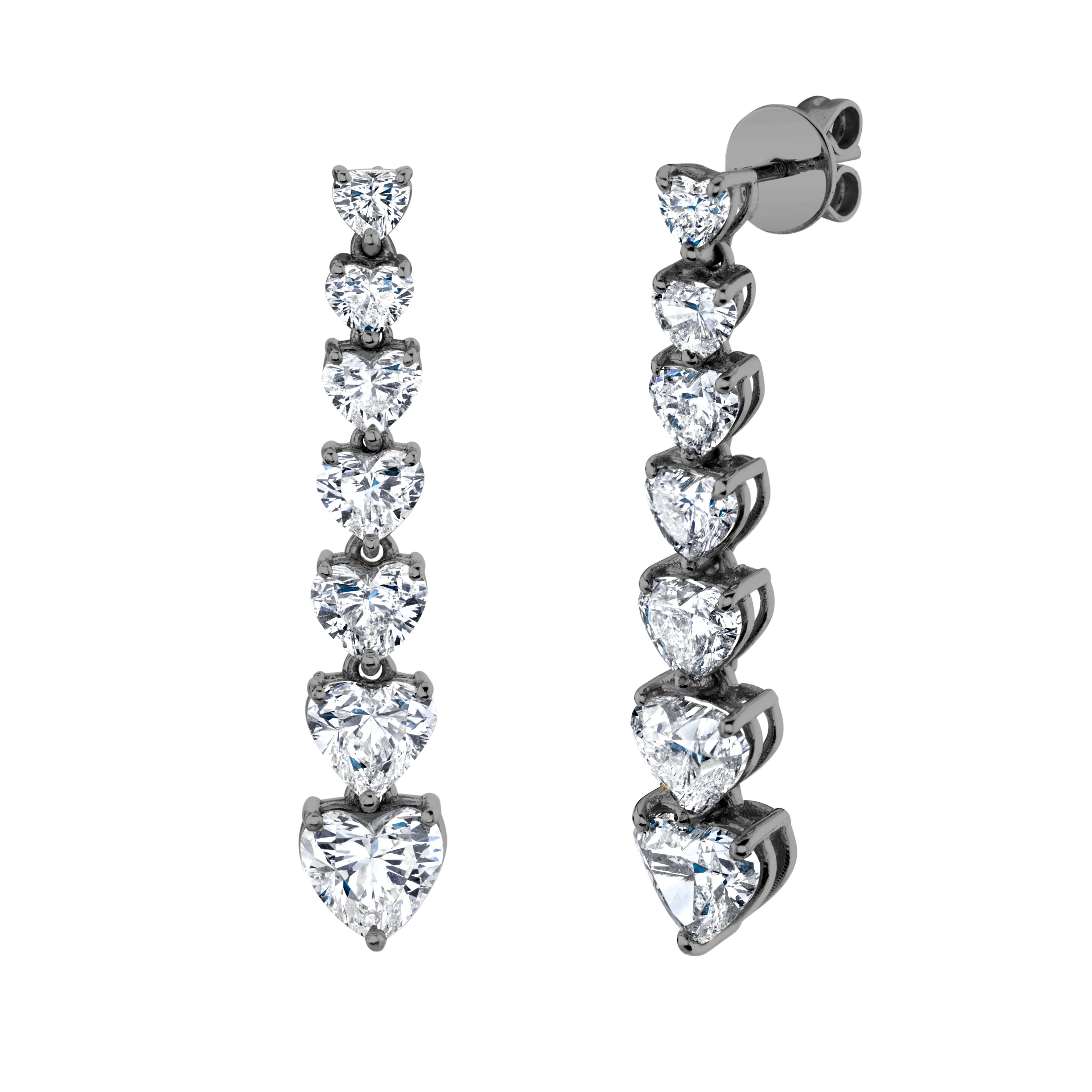 DIAMOND 7 HEART DROP EARRINGS - Image 5