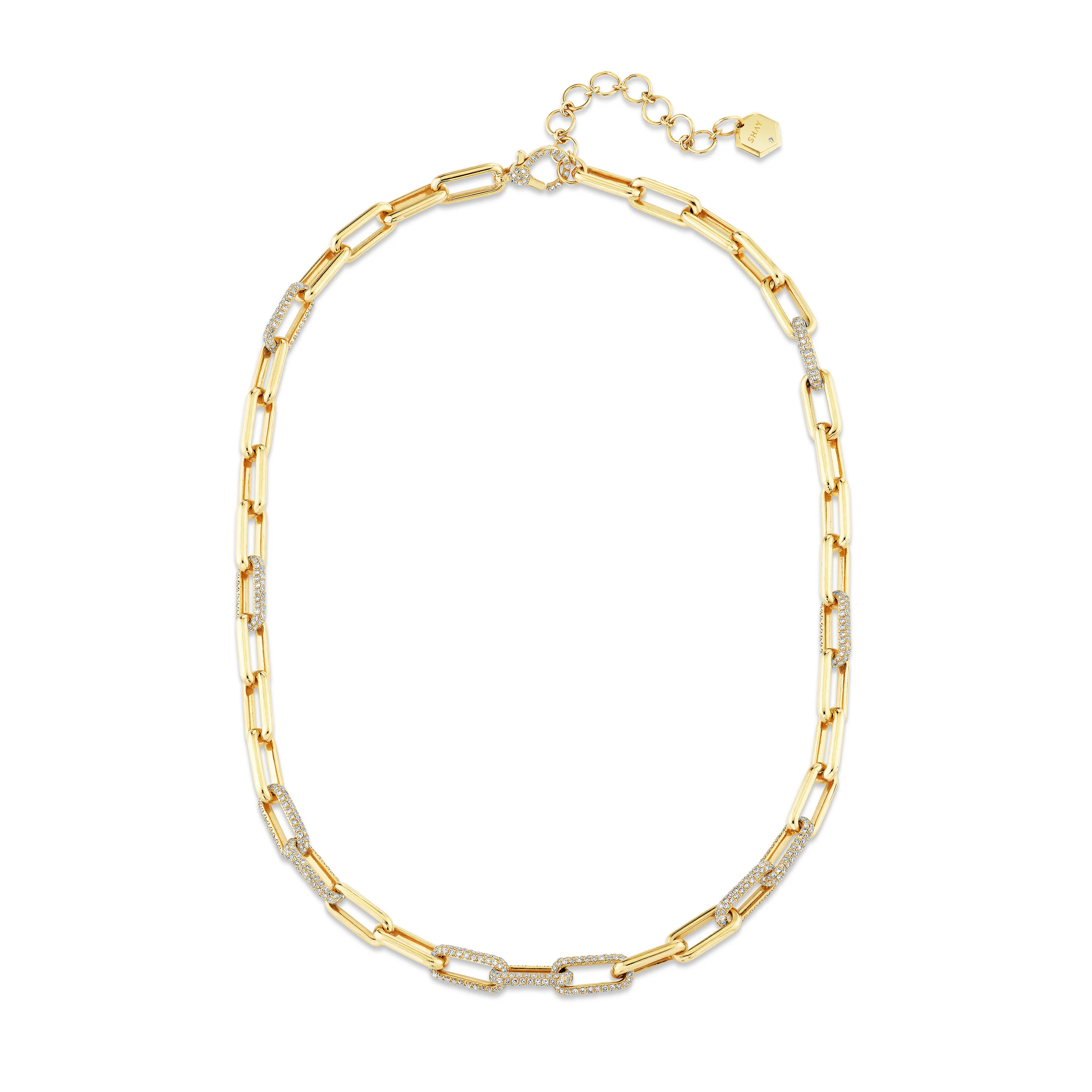 DIAMOND ALTERNATING PAVE MINI CABLE LINK NECKLACE - Image 3