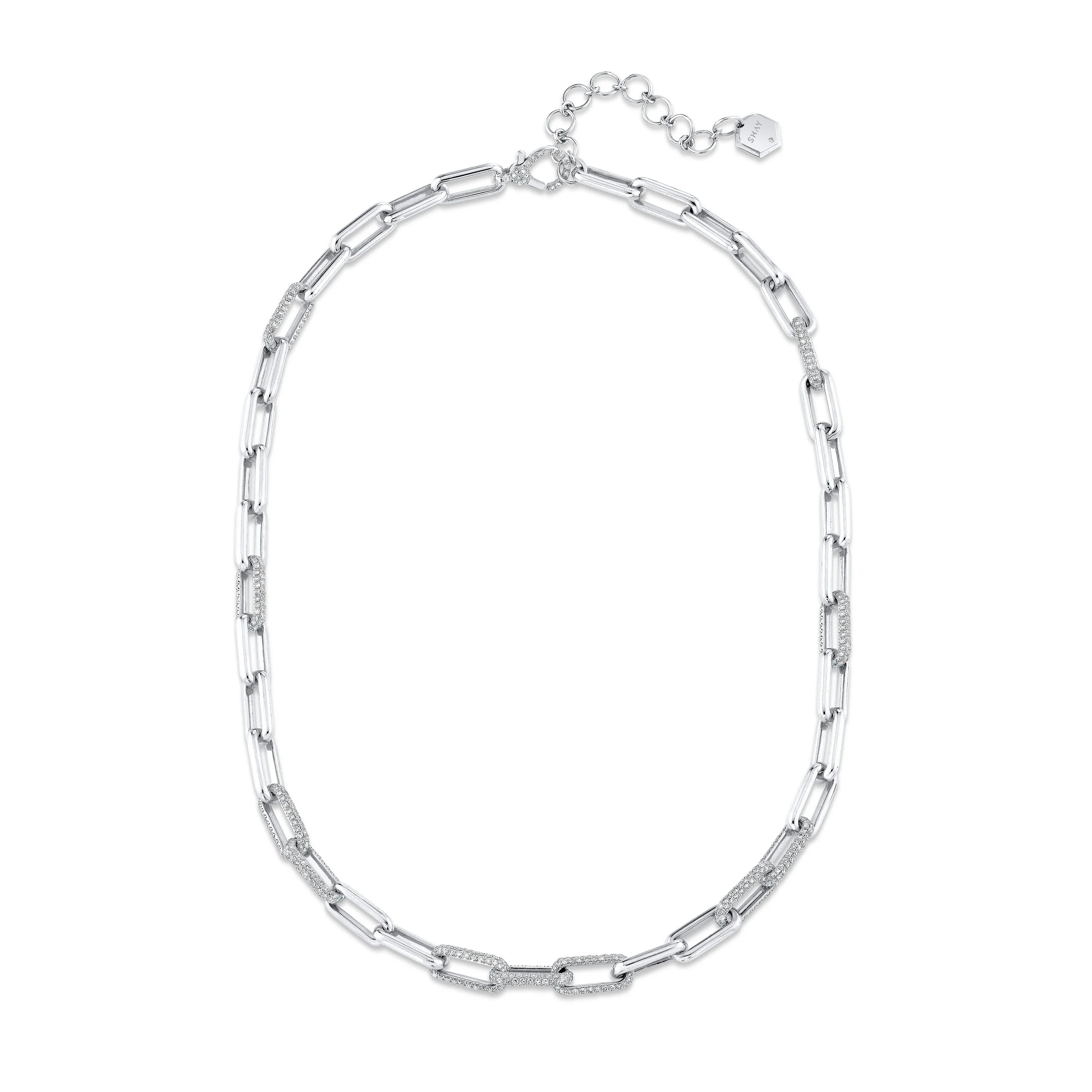 DIAMOND ALTERNATING PAVE MINI CABLE LINK NECKLACE - Image 4