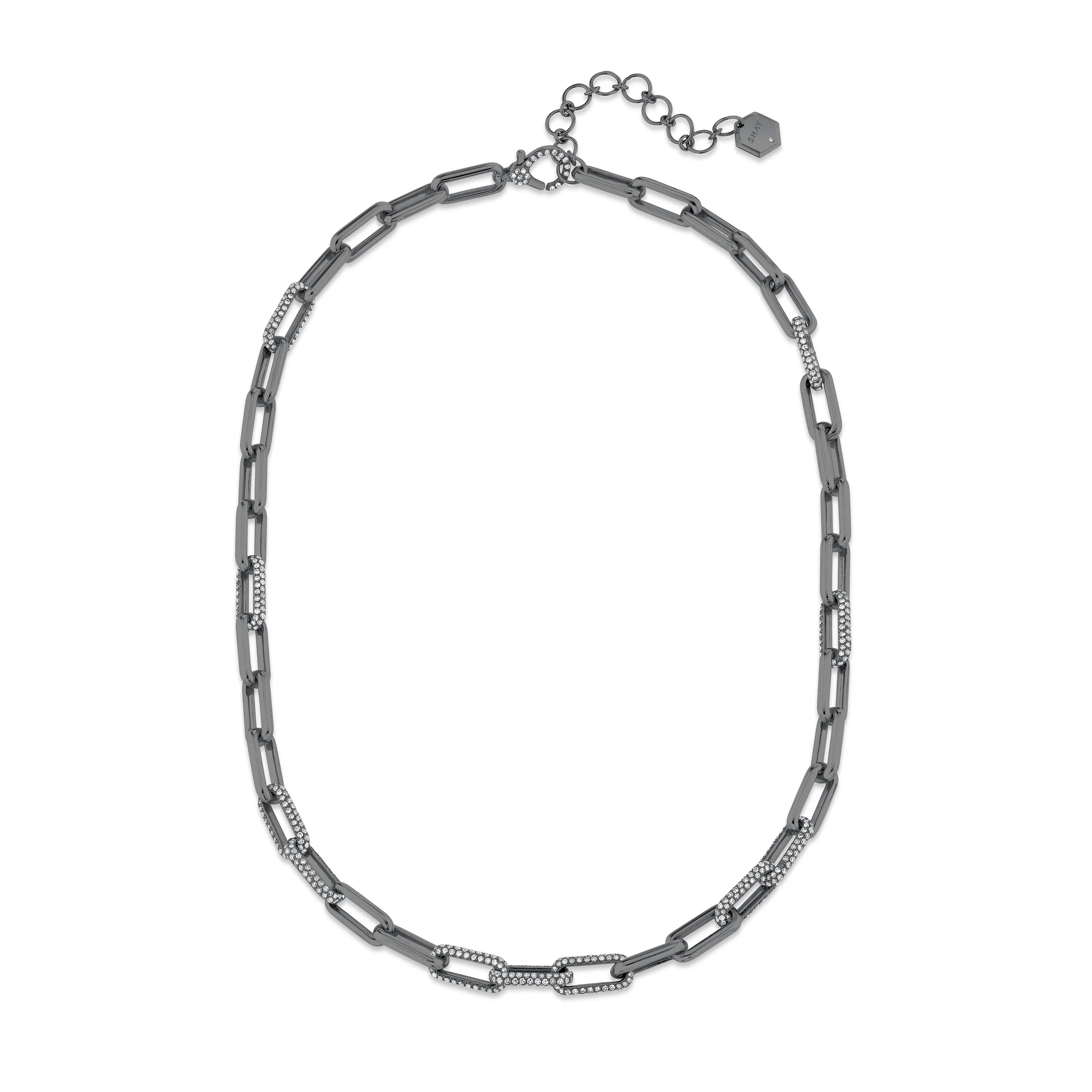 DIAMOND ALTERNATING PAVE MINI CABLE LINK NECKLACE - Image 5