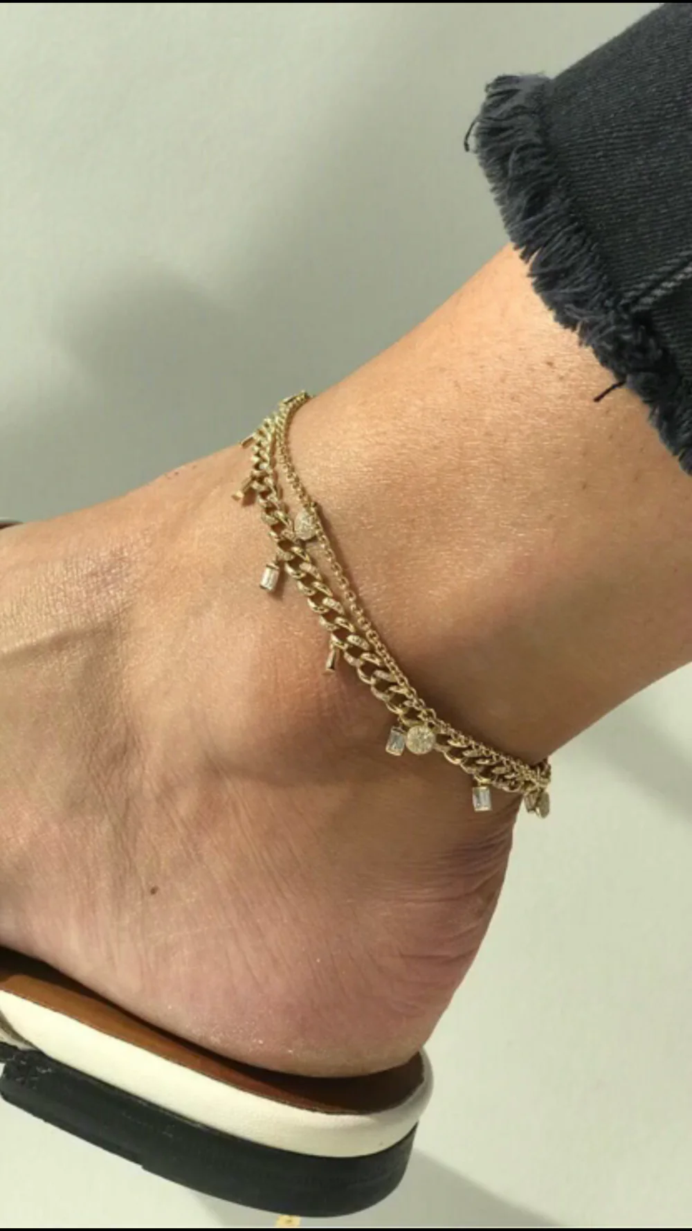 DIAMOND BAGUETTE DROP LINK ANKLET - Image 8