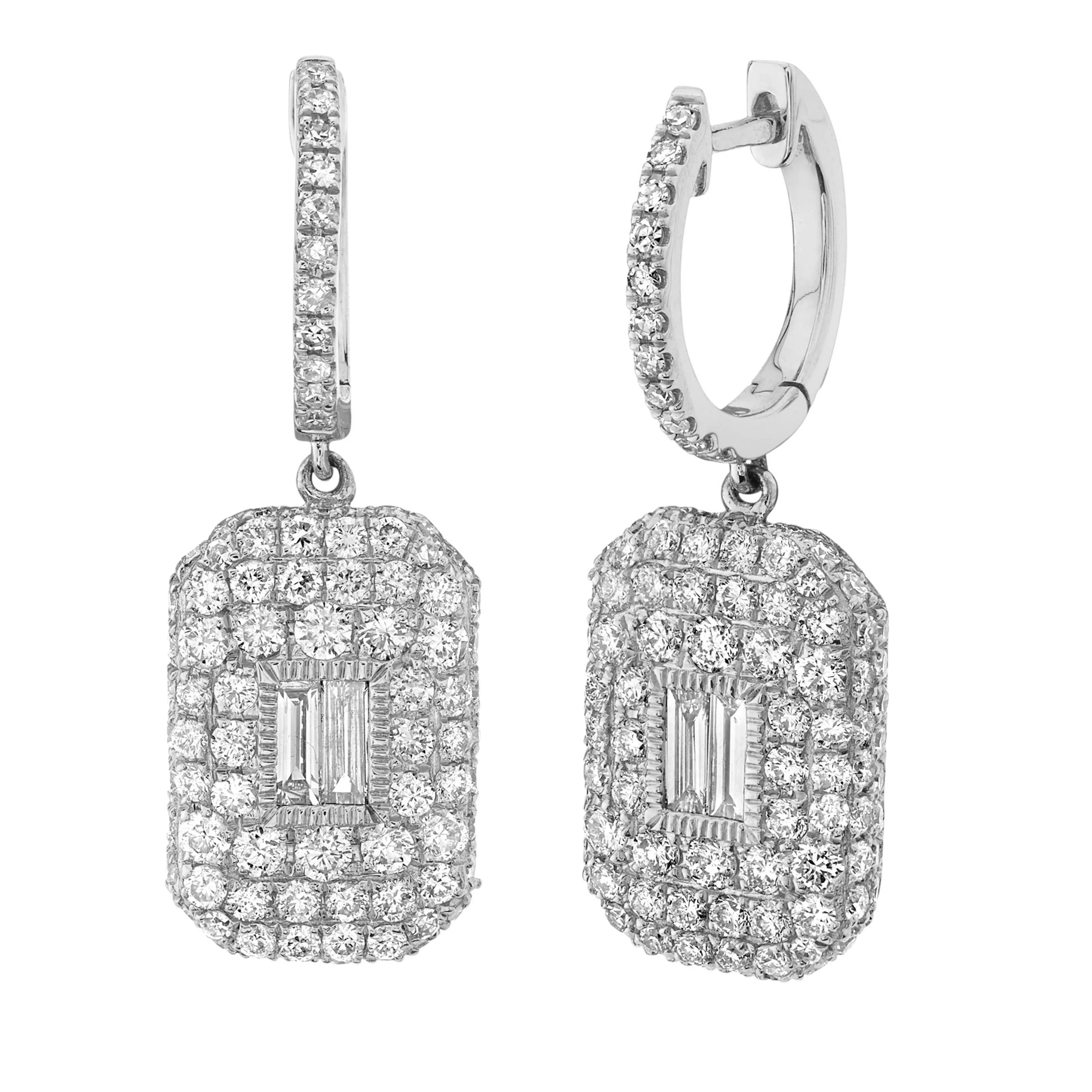 DIAMOND PAVE BAGUETTE DROP EARRINGS - Image 3