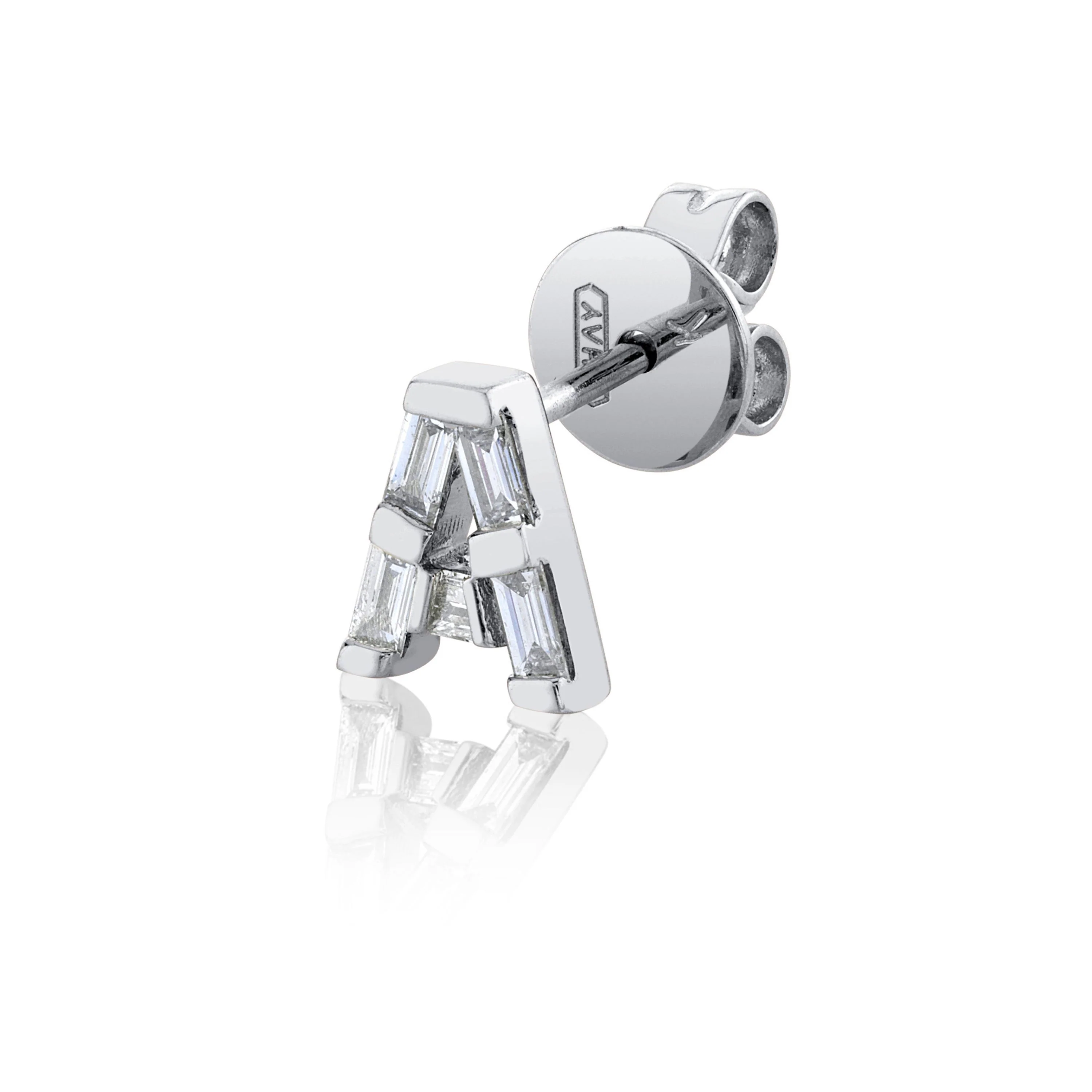 DIAMOND BAGUETTE SINGLE INITIAL STUD - Image 5