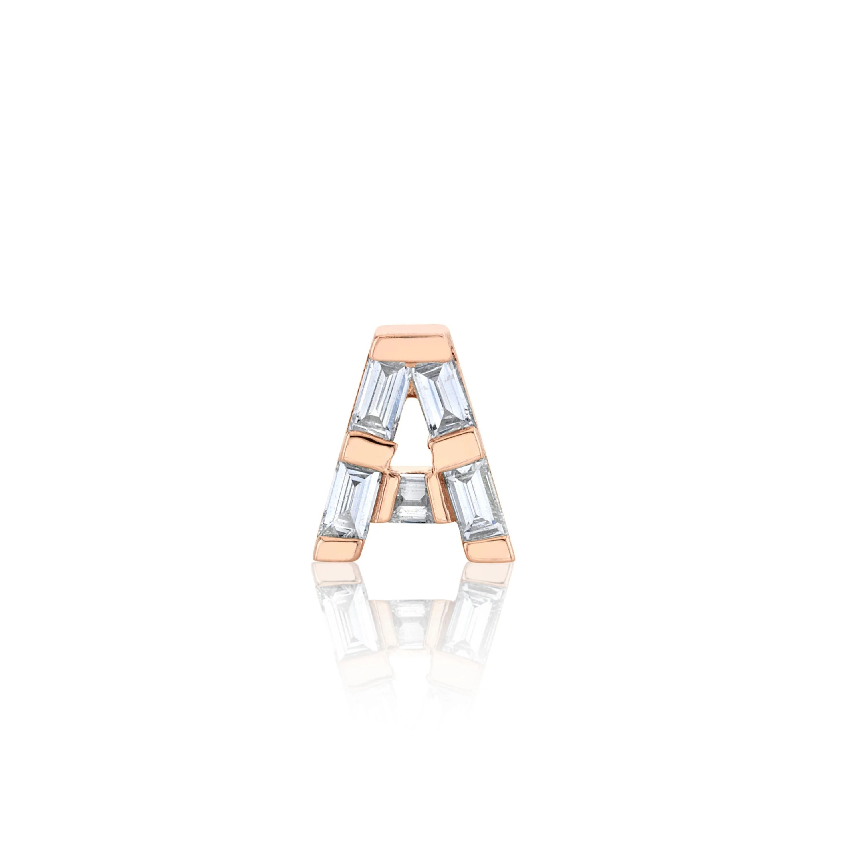 DIAMOND BAGUETTE SINGLE INITIAL STUD - Image 6