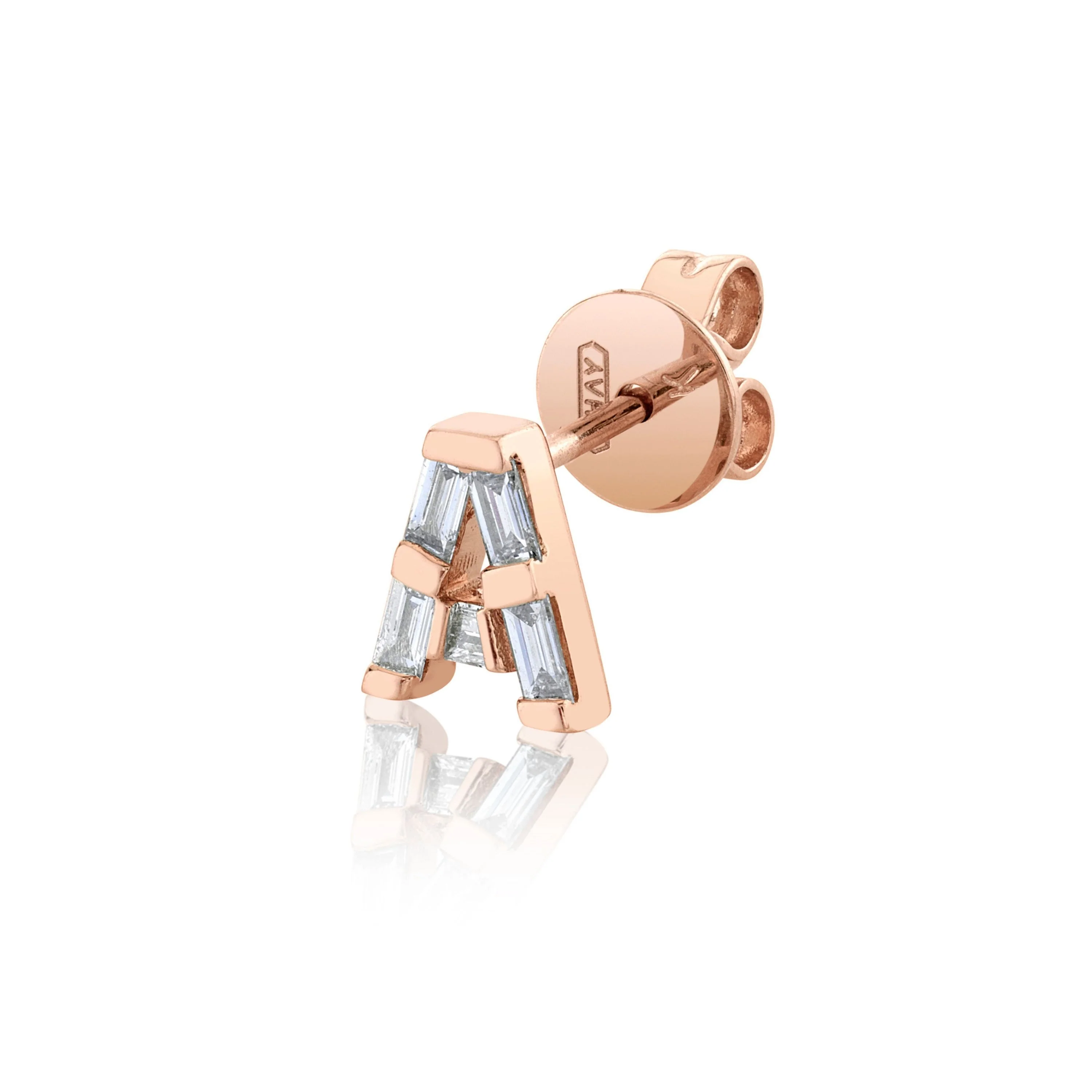 DIAMOND BAGUETTE SINGLE INITIAL STUD - Image 7