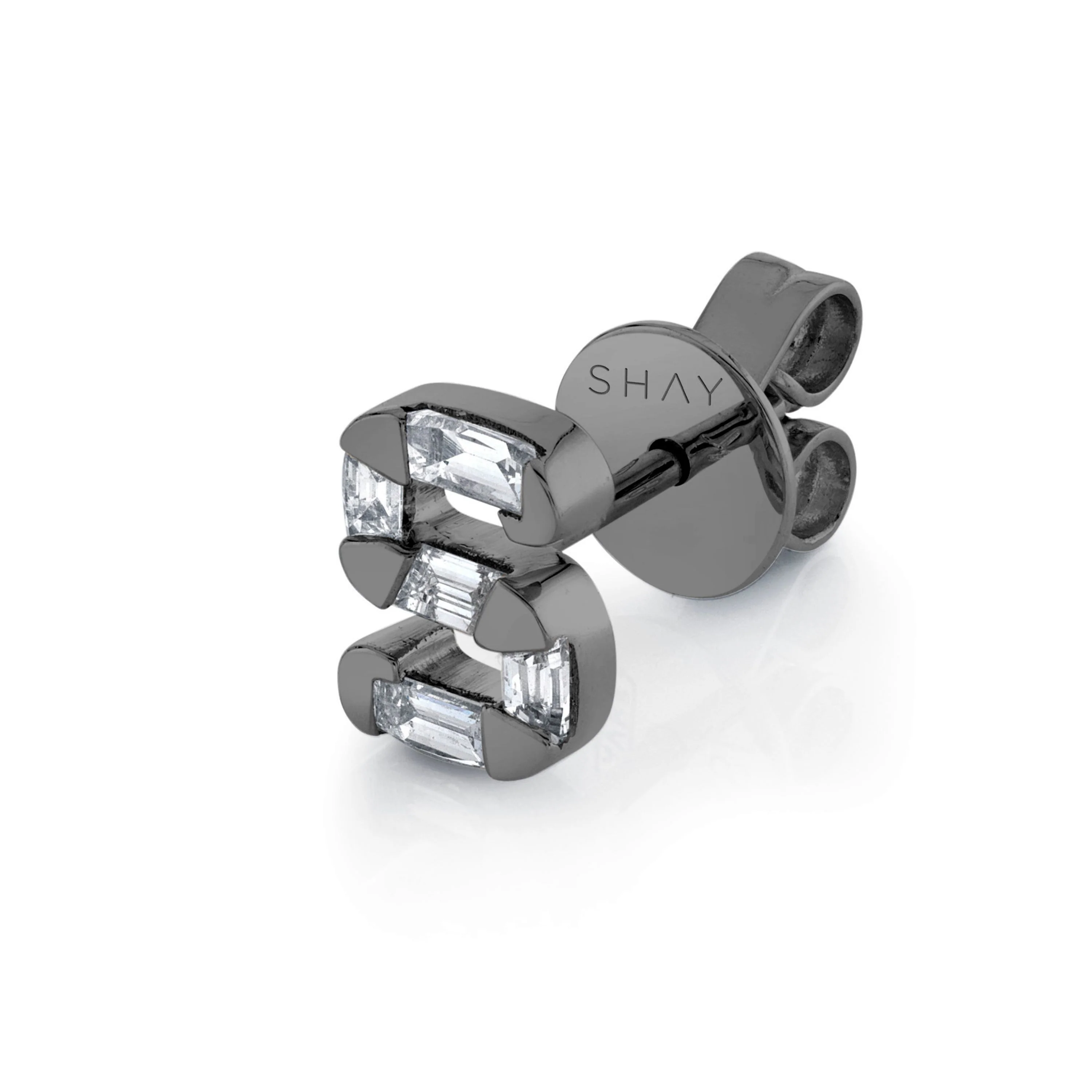 DIAMOND BAGUETTE SINGLE INITIAL STUD - Image 9