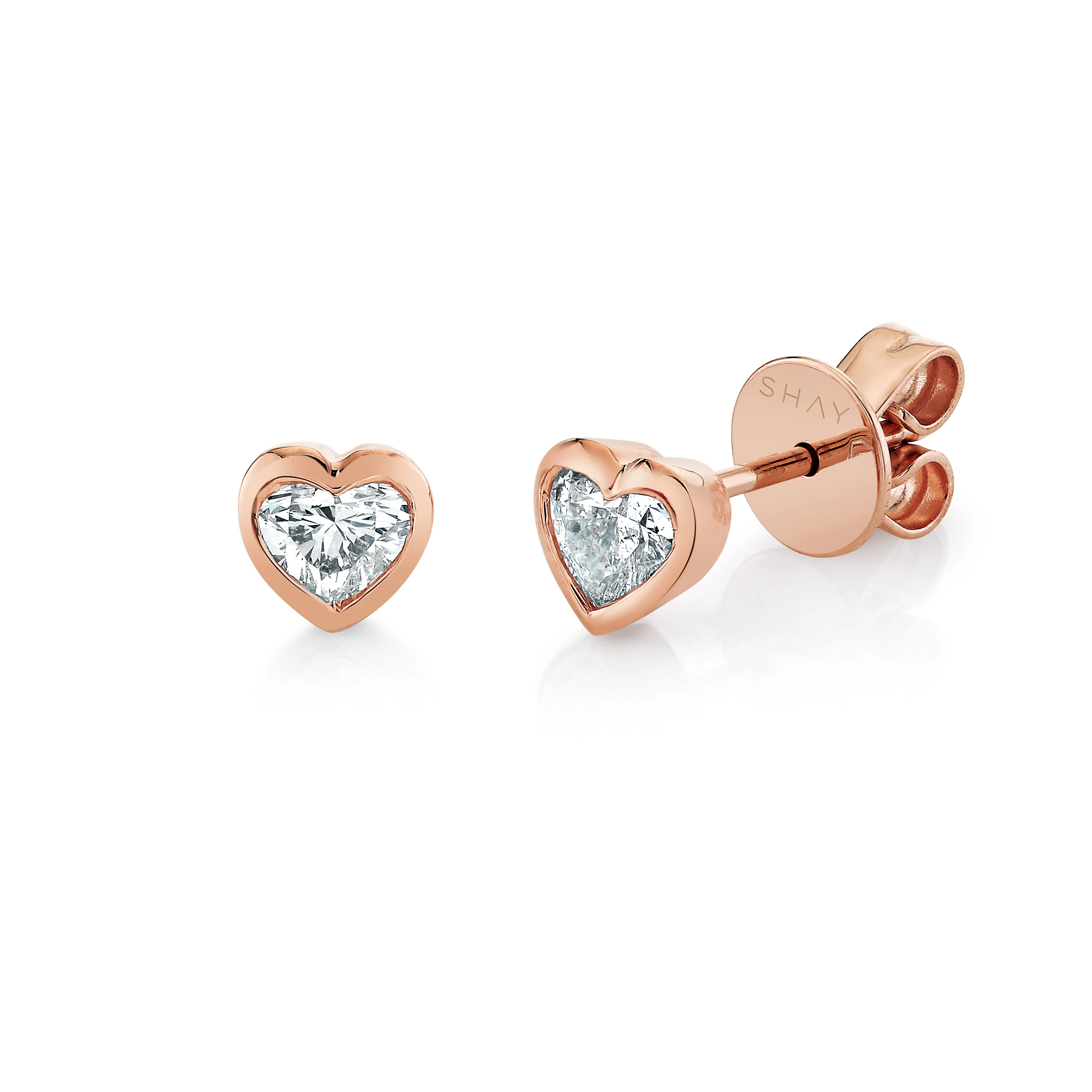 DIAMOND BEZEL HEART STUDS CLASSIC - Image 4