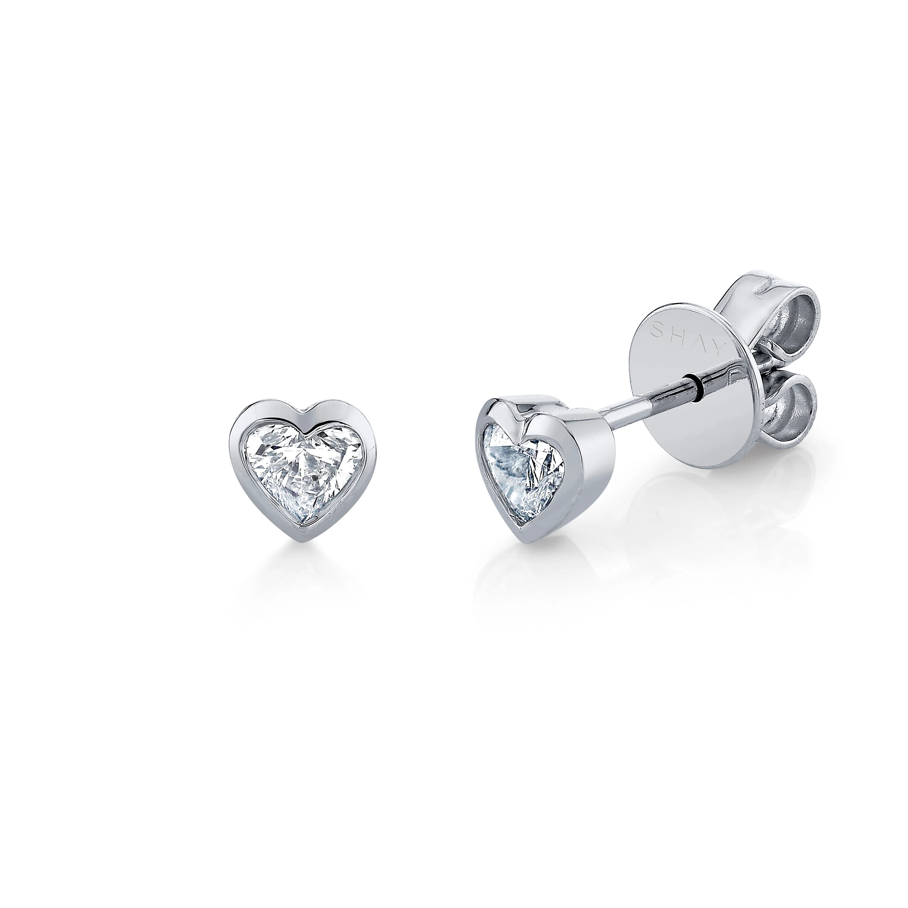 DIAMOND BEZEL HEART STUDS PETITE - Image 3