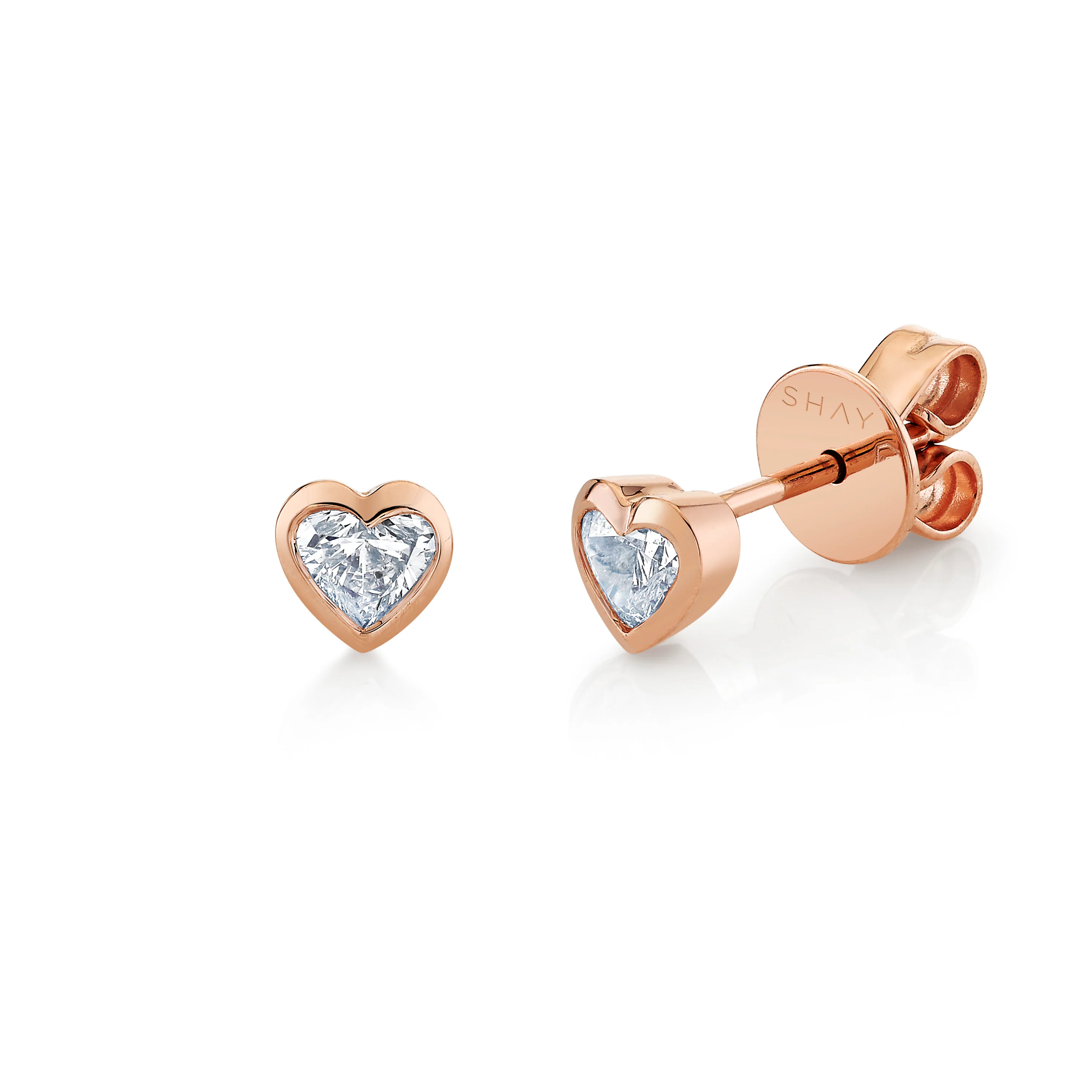 DIAMOND BEZEL HEART STUDS PETITE - Image 4