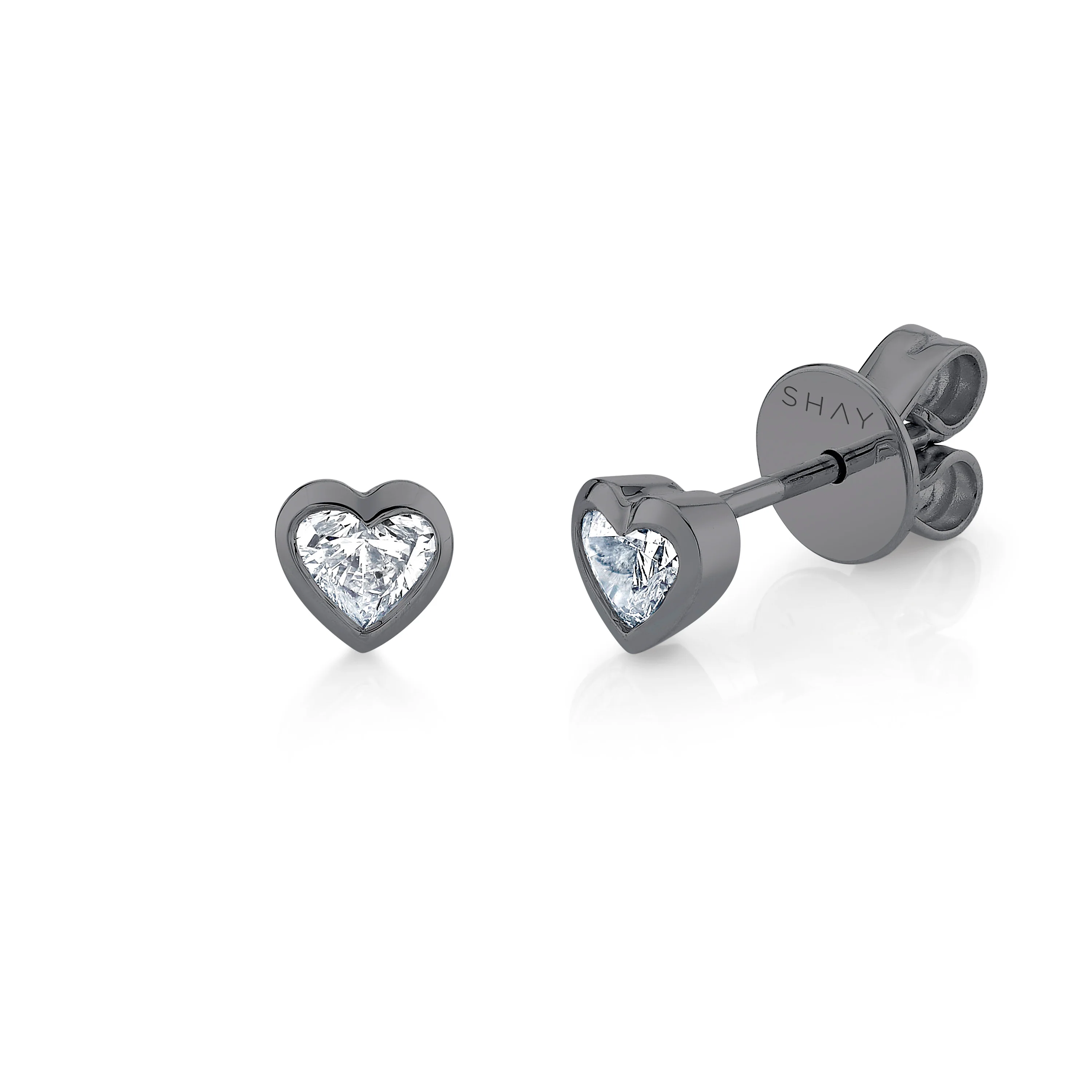 DIAMOND BEZEL HEART STUDS PETITE - Image 5