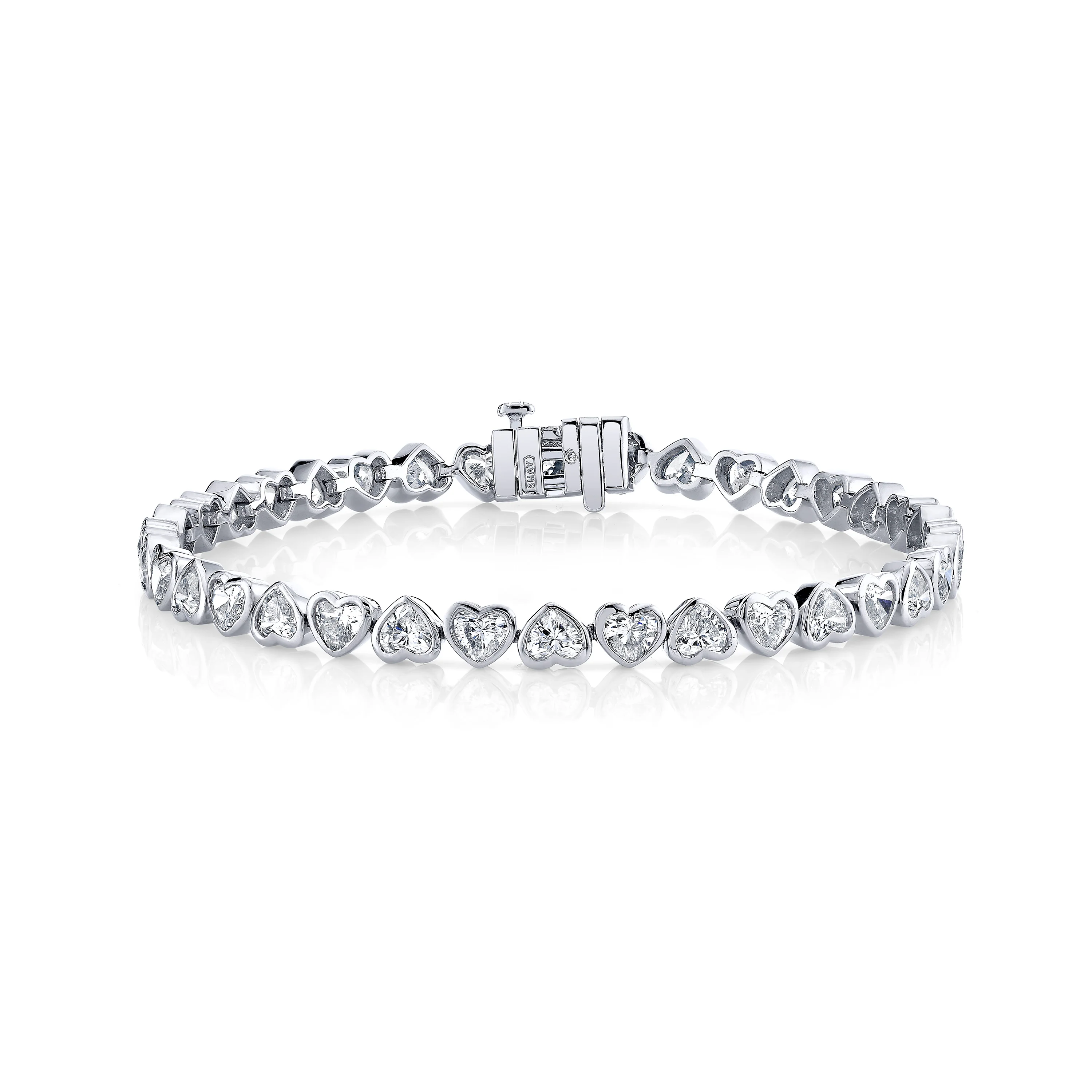 DIAMOND BEZEL HEART TENNIS BRACELET PETITE - Image 3