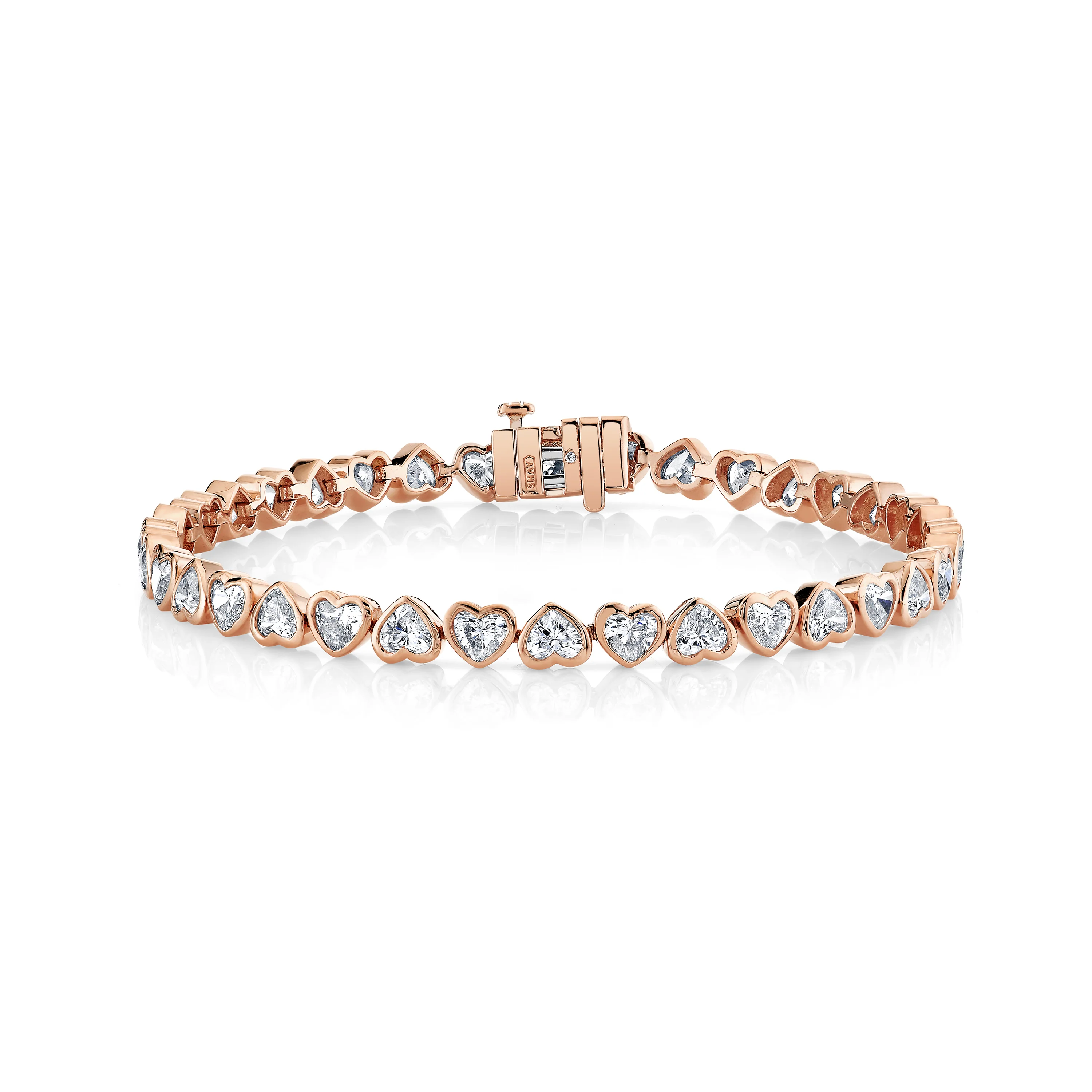 DIAMOND BEZEL HEART TENNIS BRACELET PETITE - Image 4