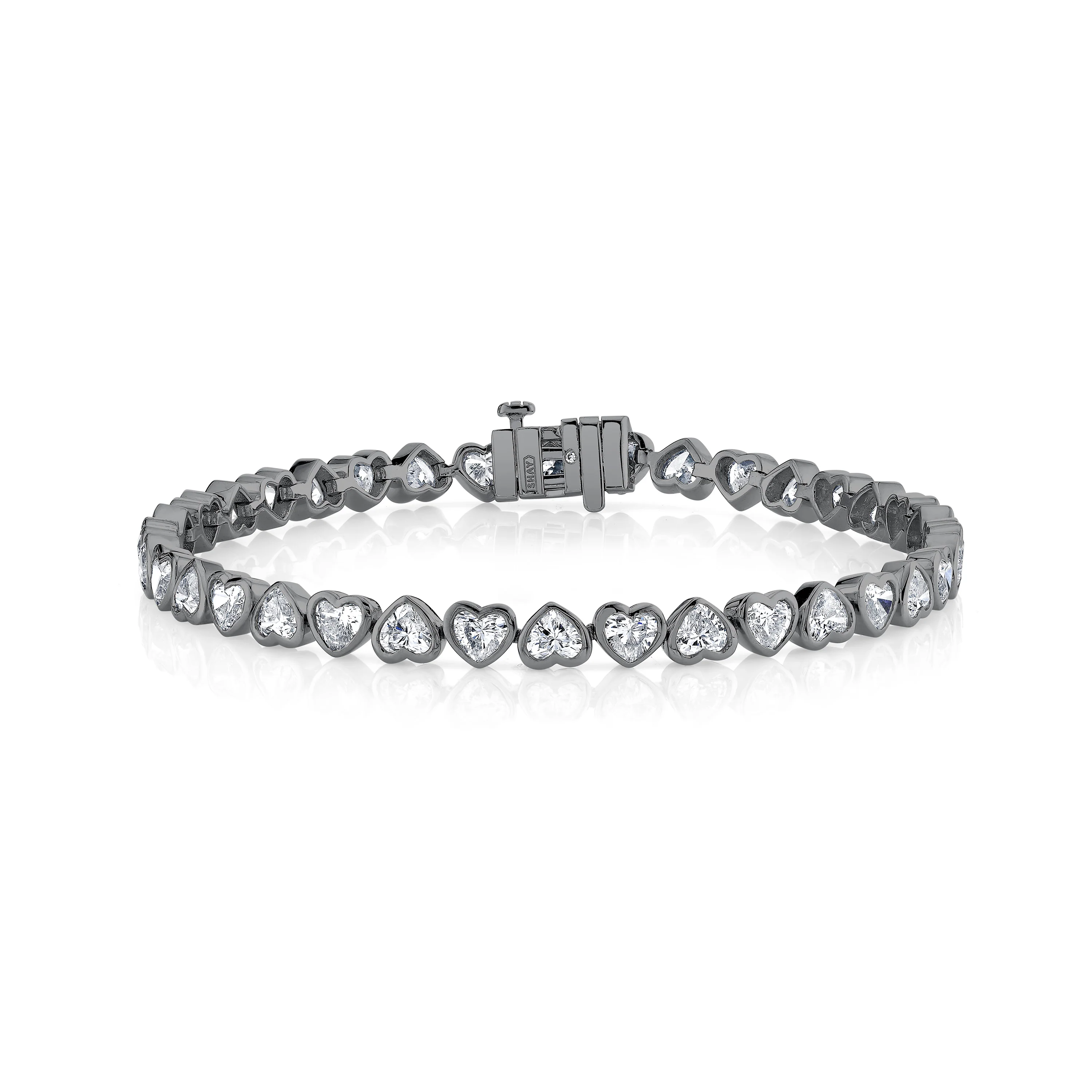 DIAMOND BEZEL HEART TENNIS BRACELET PETITE - Image 5