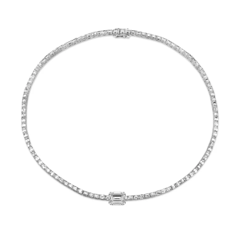 DIAMOND CENTER TENNIS NECKLACE - Image 4