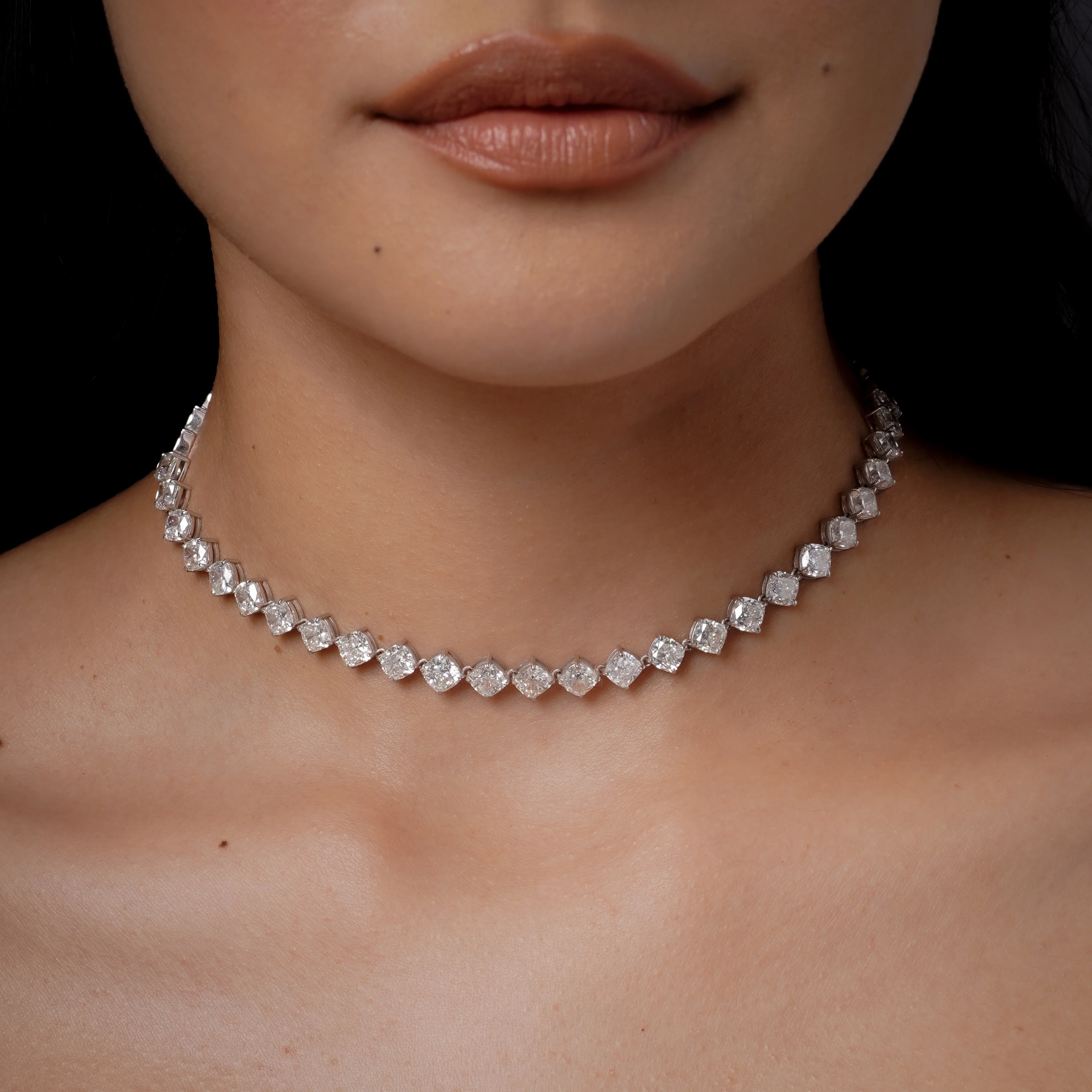 DIAMOND CUSHION TENNIS NECKLACE - Image 2