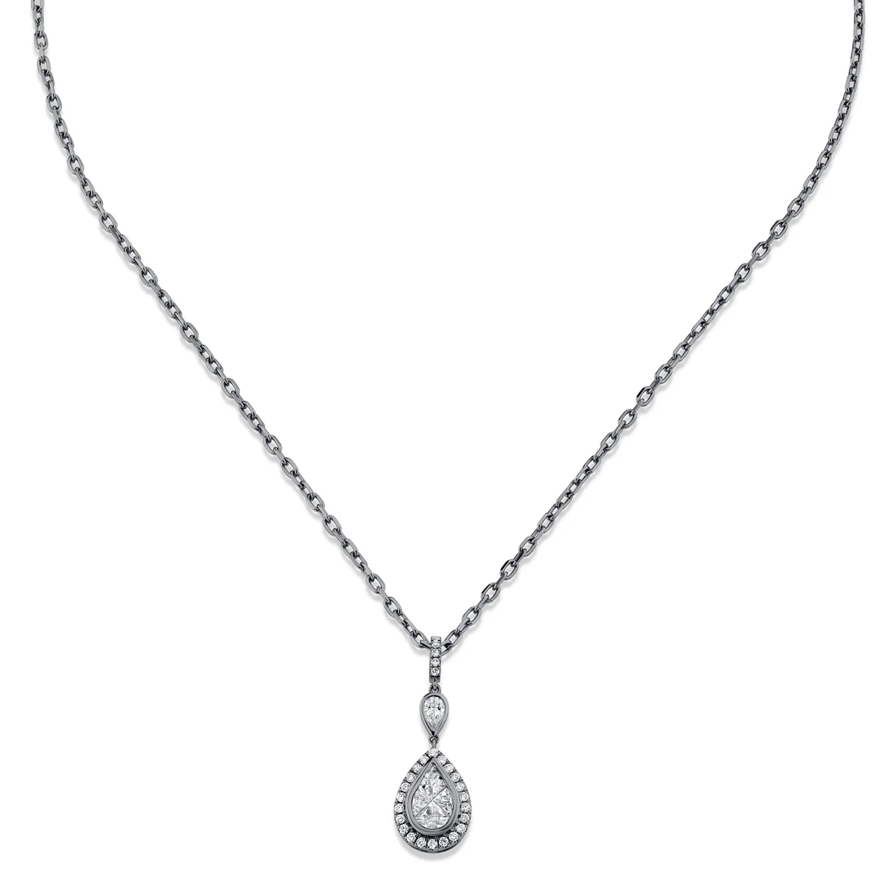 DIAMOND DOUBLE PEAR NECKLACE - Image 8