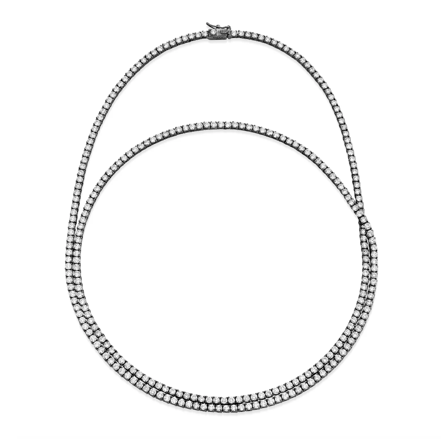 DIAMOND DOUBLE WRAP PAVE TENNIS NECKLACE - Image 4