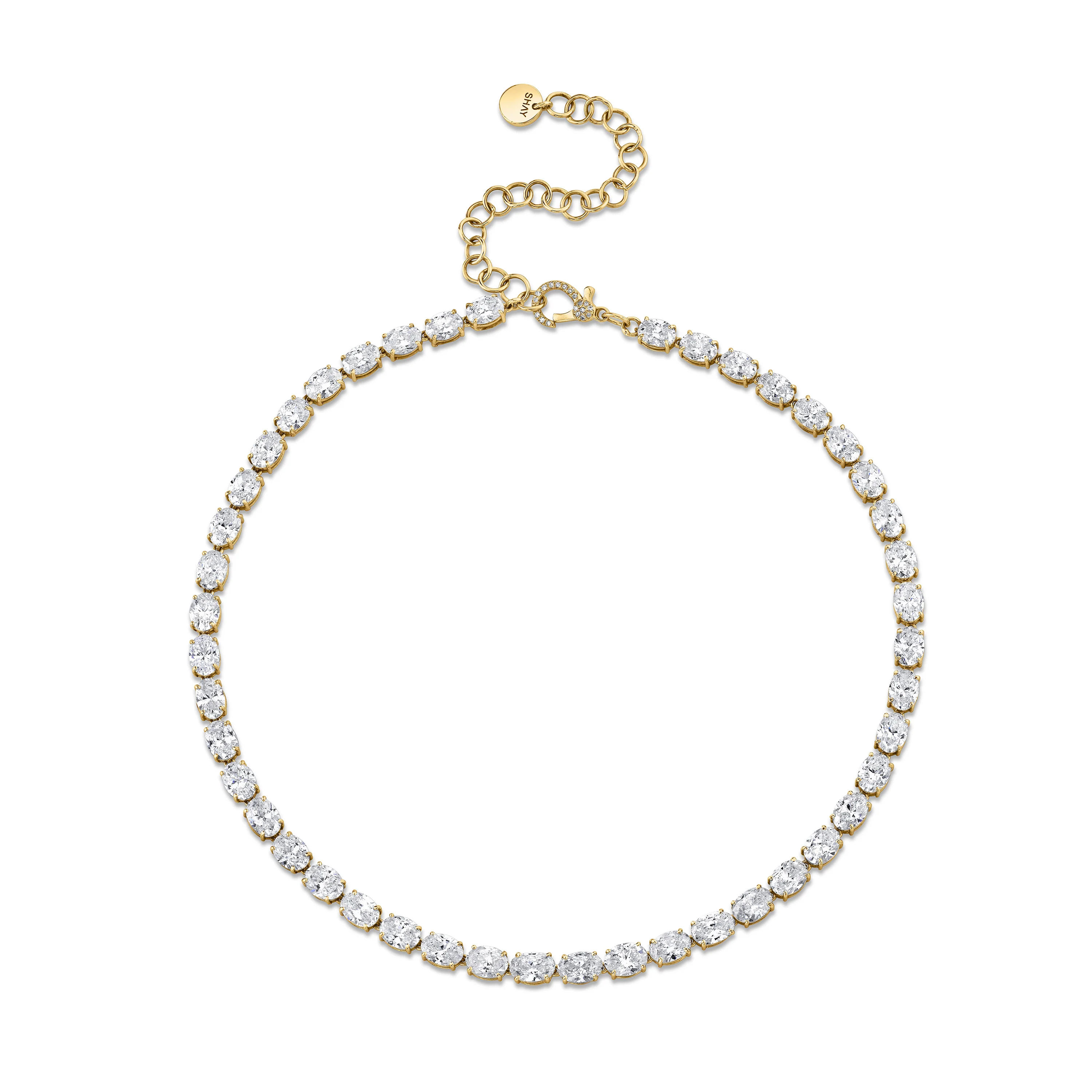 DIAMOND EAST WEST OVAL TENNIS NECKLACE - Image 3