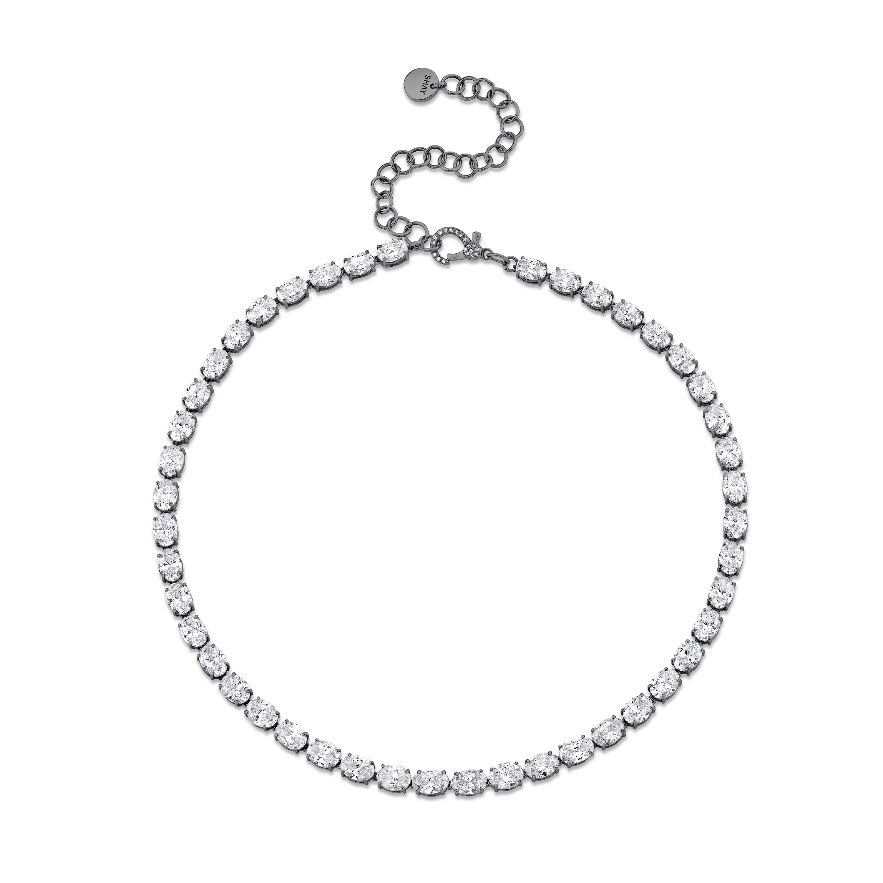 DIAMOND EAST WEST OVAL TENNIS NECKLACE - Image 4