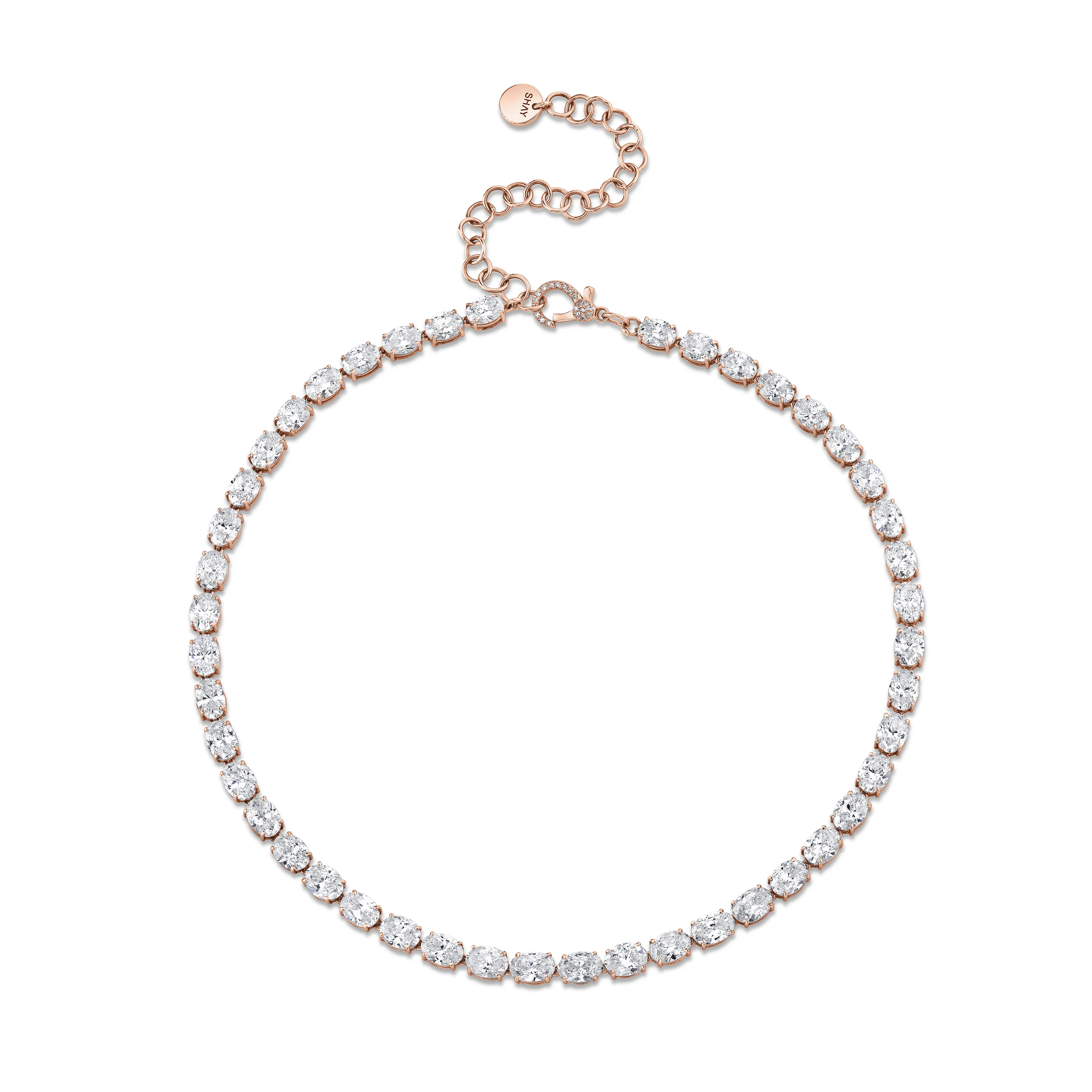 DIAMOND EAST WEST OVAL TENNIS NECKLACE - Image 5
