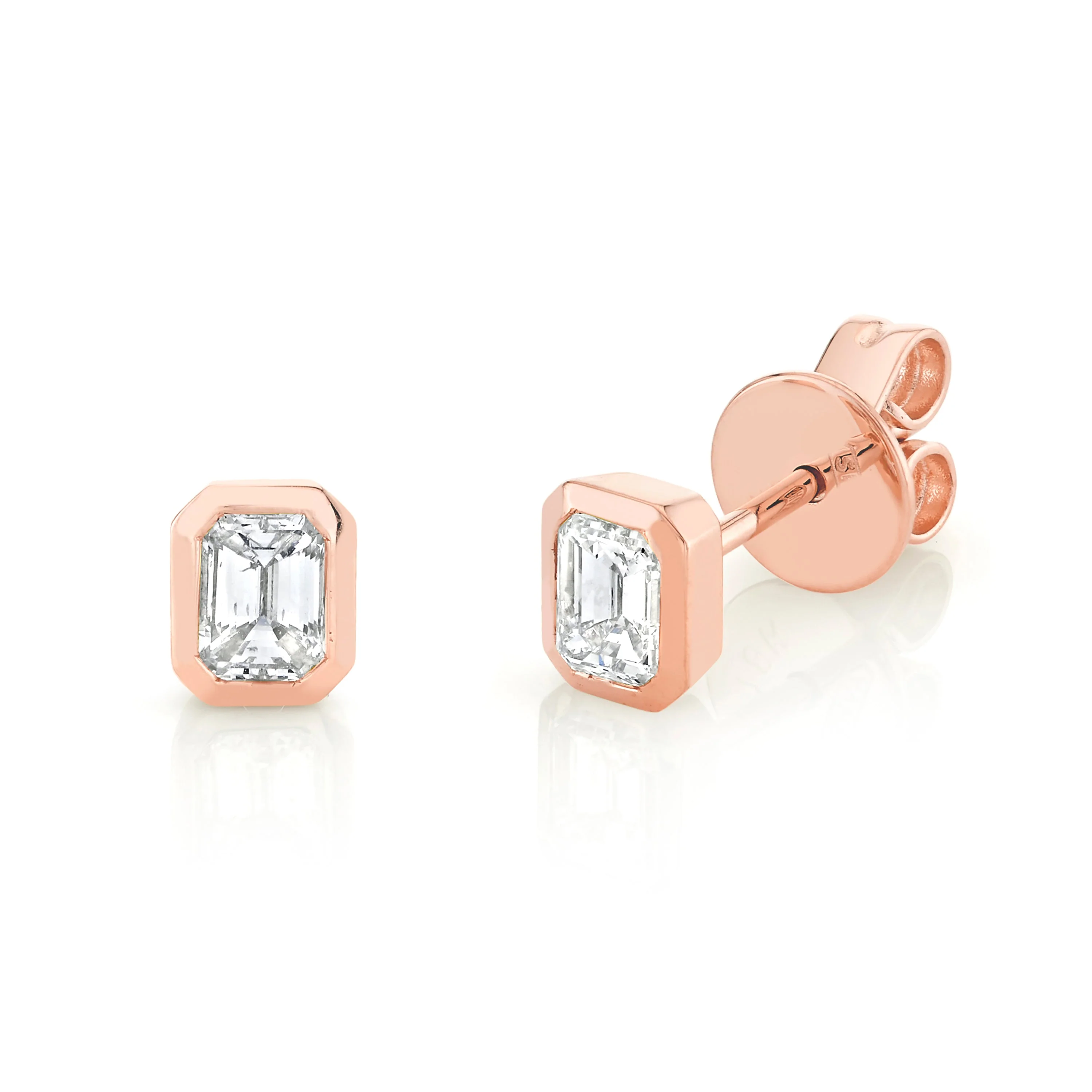 DIAMOND EMERALD CUT BEZEL STUDS - Image 3
