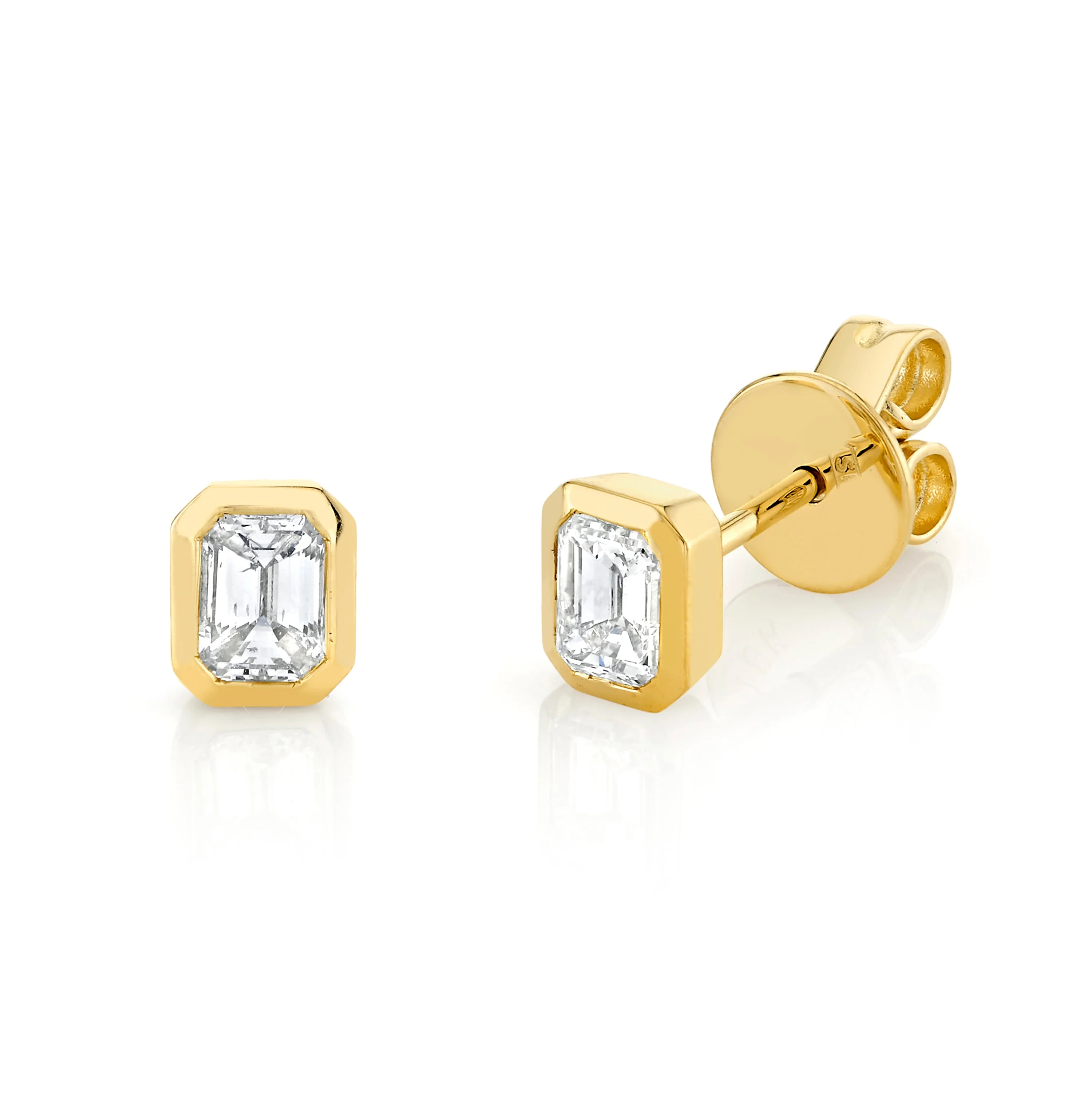 DIAMOND EMERALD CUT BEZEL STUDS - Image 4