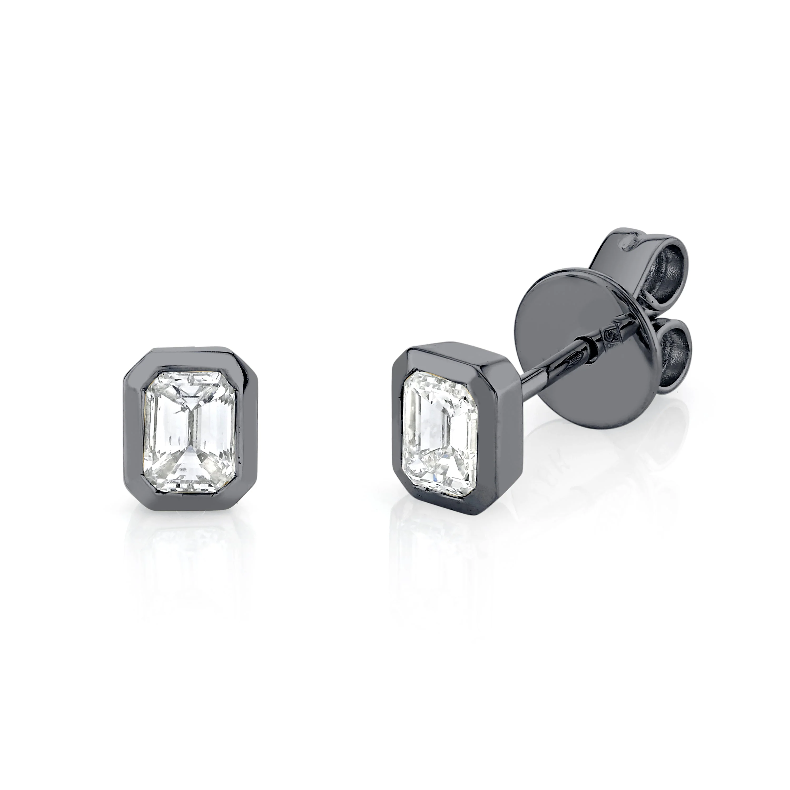 DIAMOND EMERALD CUT BEZEL STUDS - Image 5