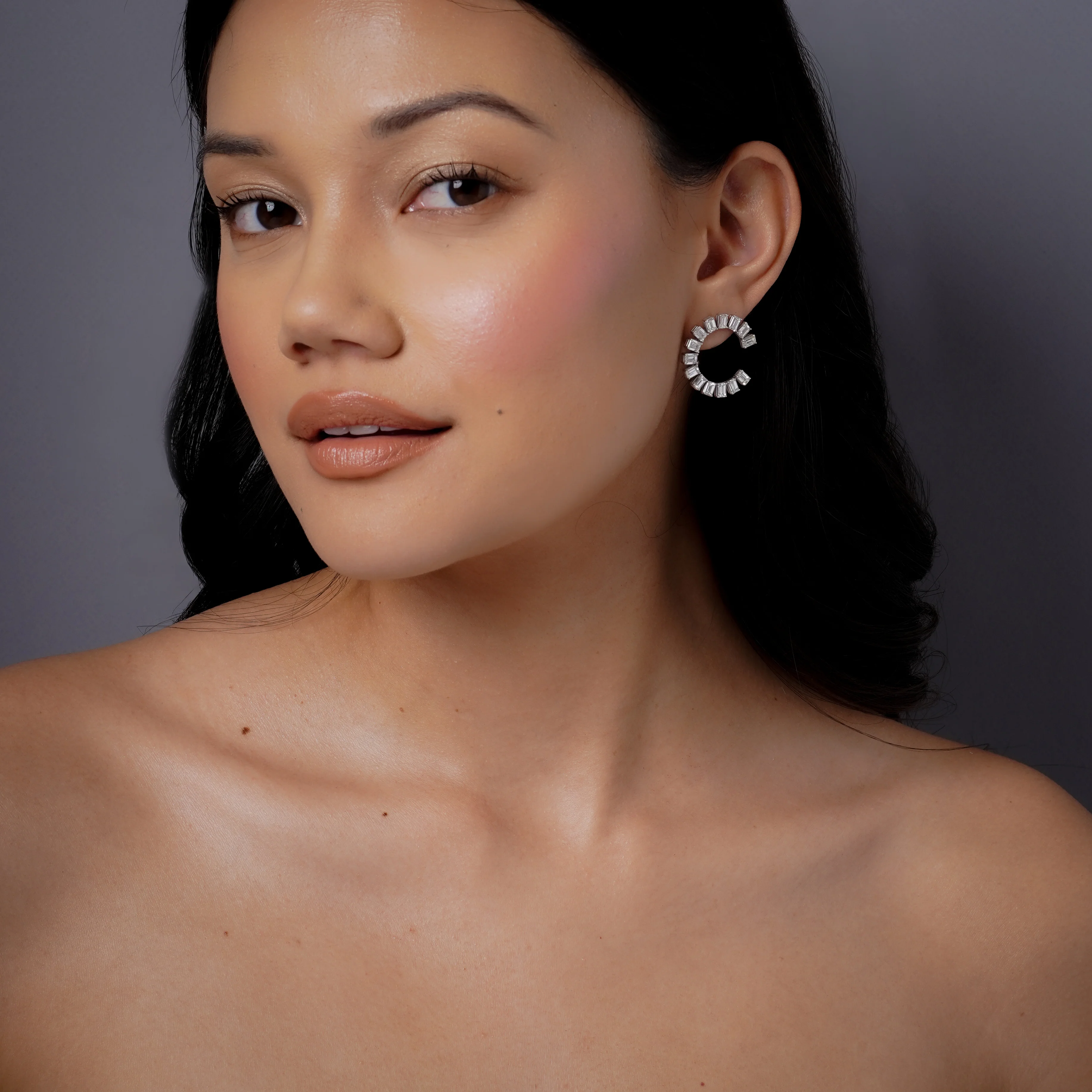 DIAMOND EMERALD CUT ETERNITY EARRINGS