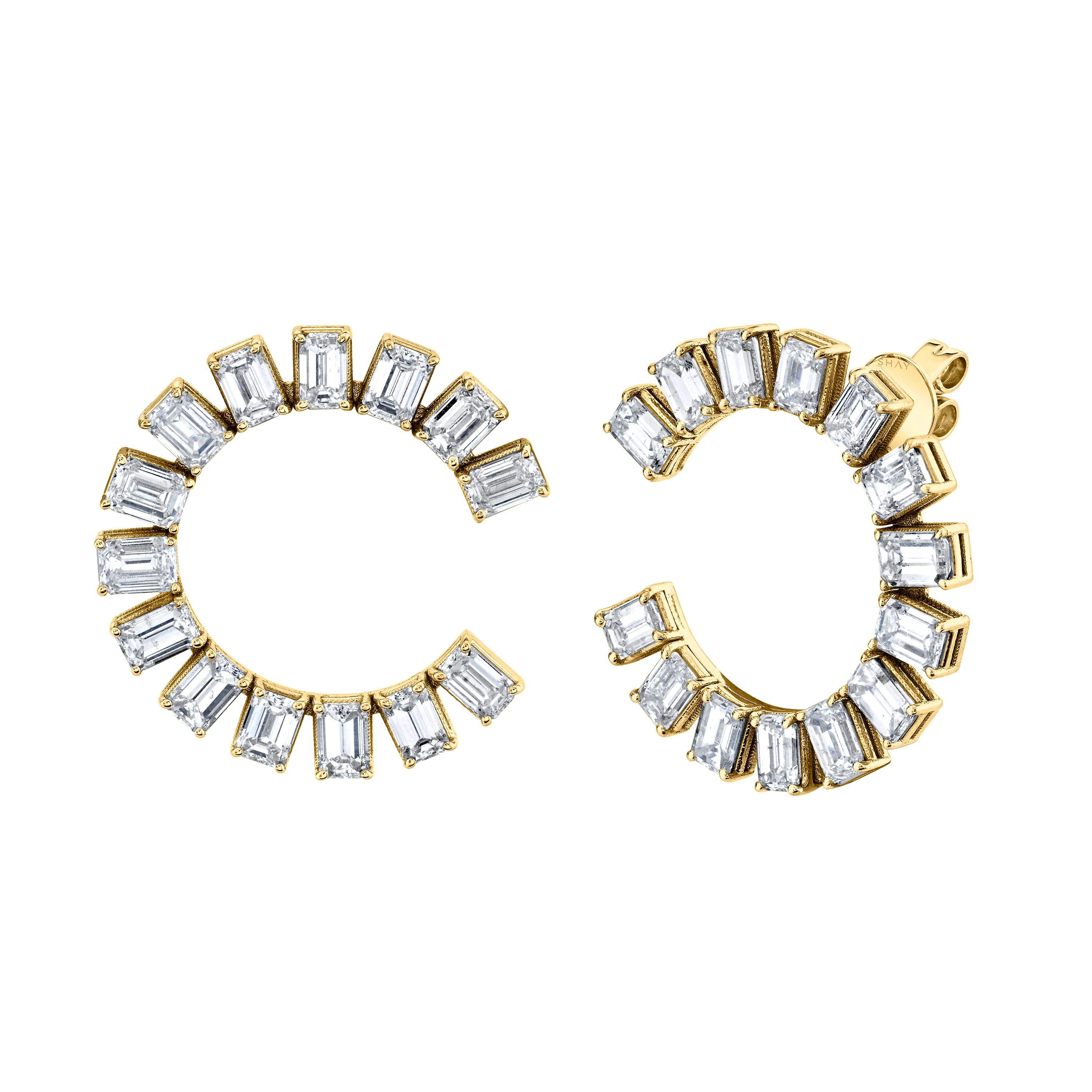DIAMOND EMERALD CUT ETERNITY EARRINGS - Image 3