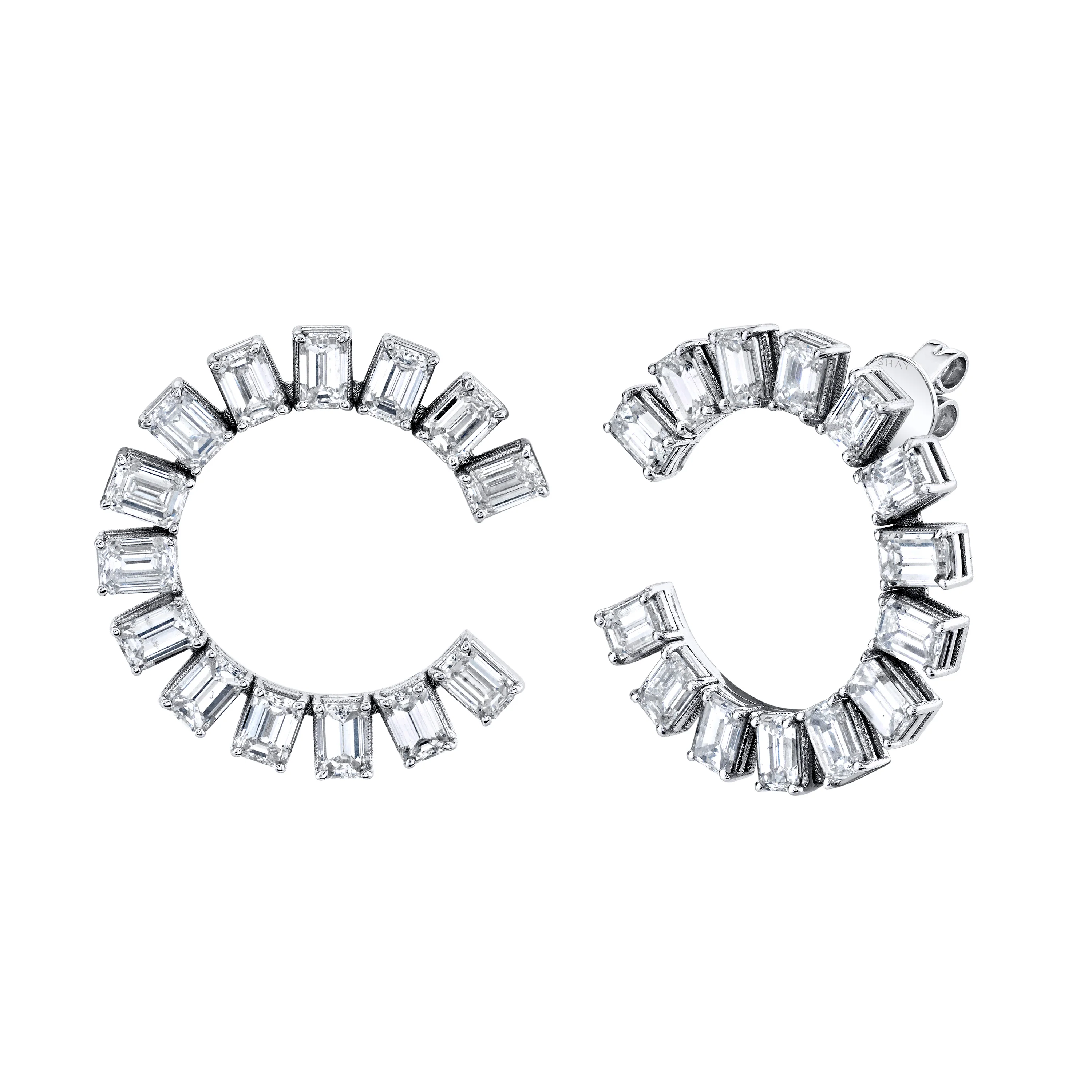 DIAMOND EMERALD CUT ETERNITY EARRINGS - Image 4