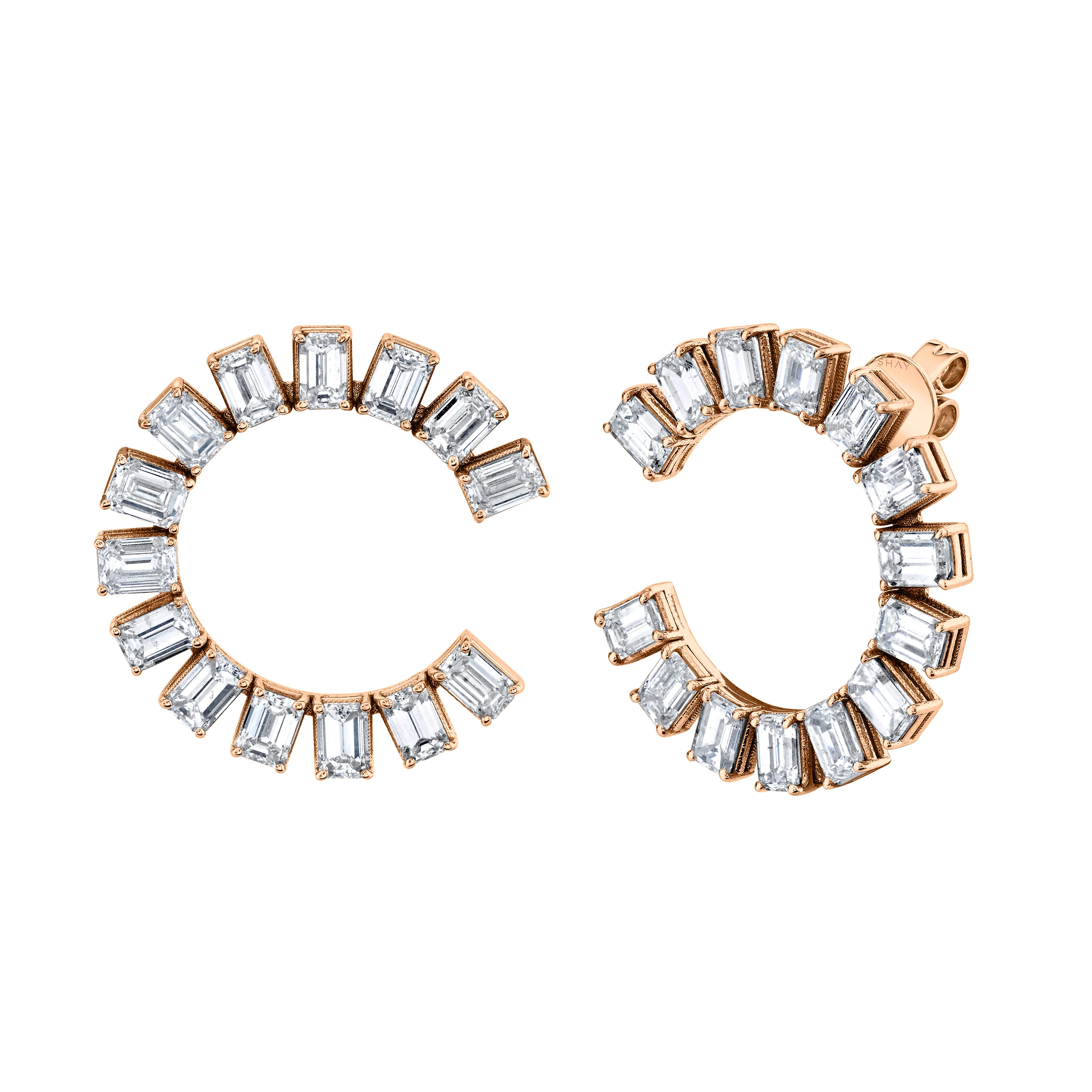 DIAMOND EMERALD CUT ETERNITY EARRINGS - Image 5