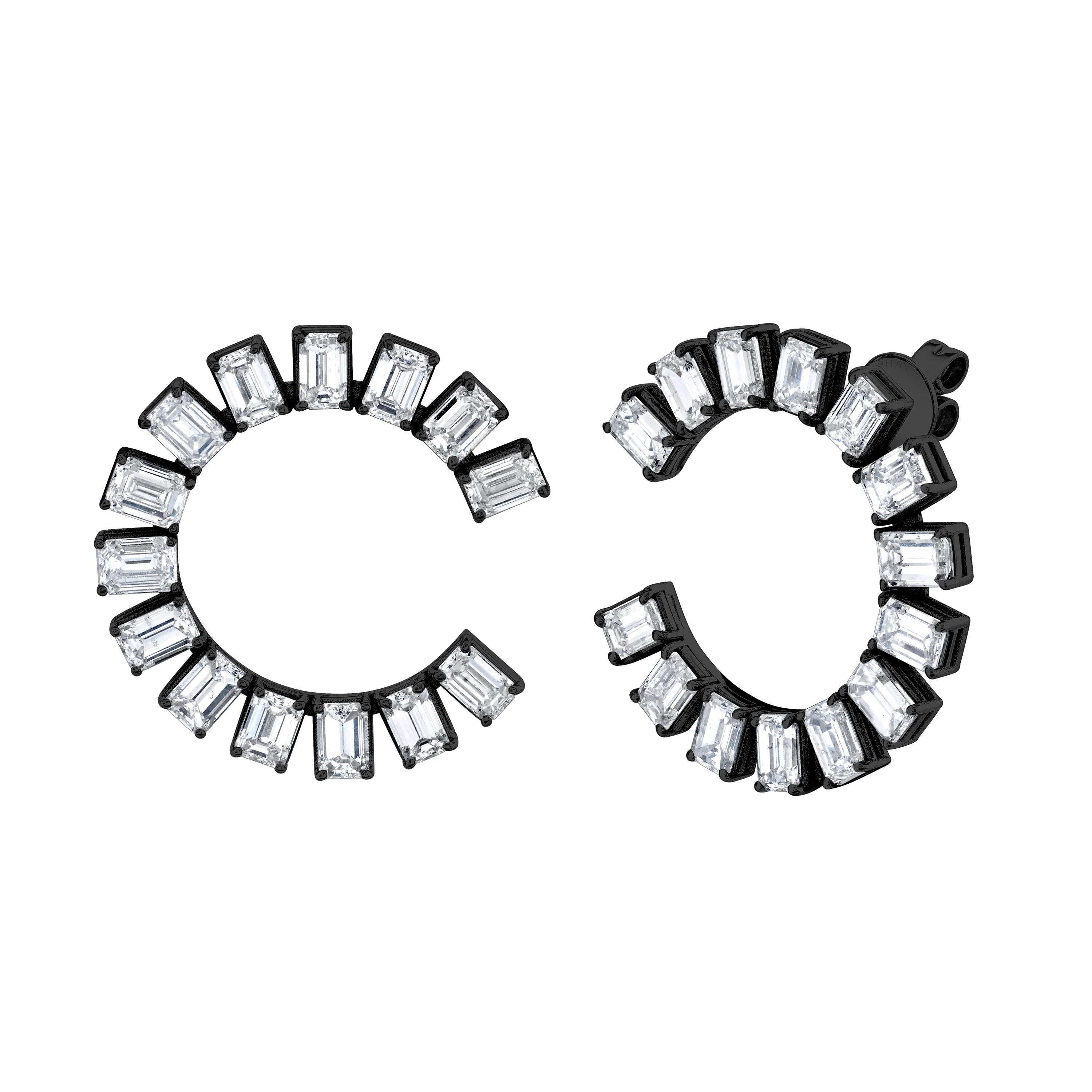DIAMOND EMERALD CUT ETERNITY EARRINGS - Image 6