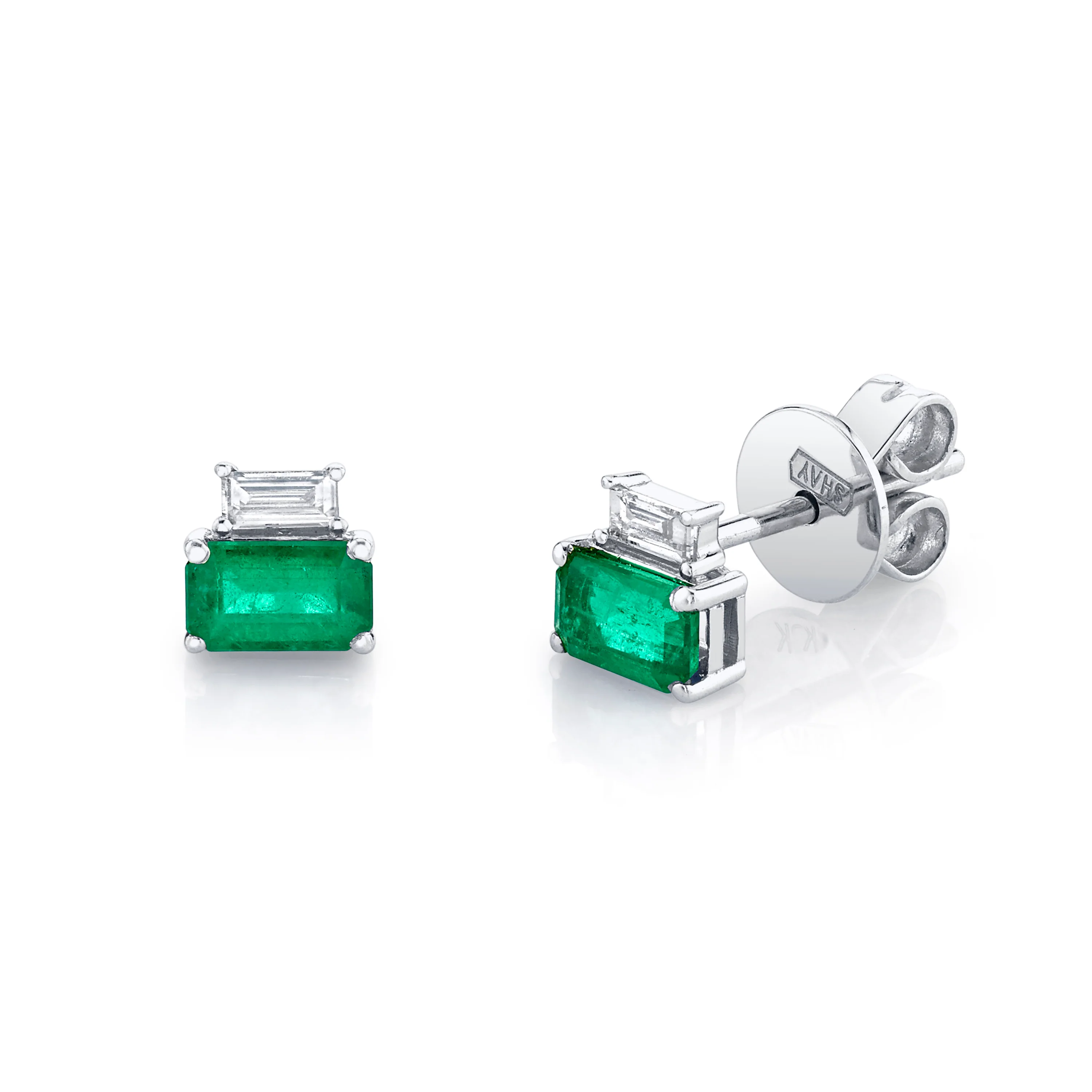 DIAMOND & EMERALD TWO STEP STUDS - Image 4