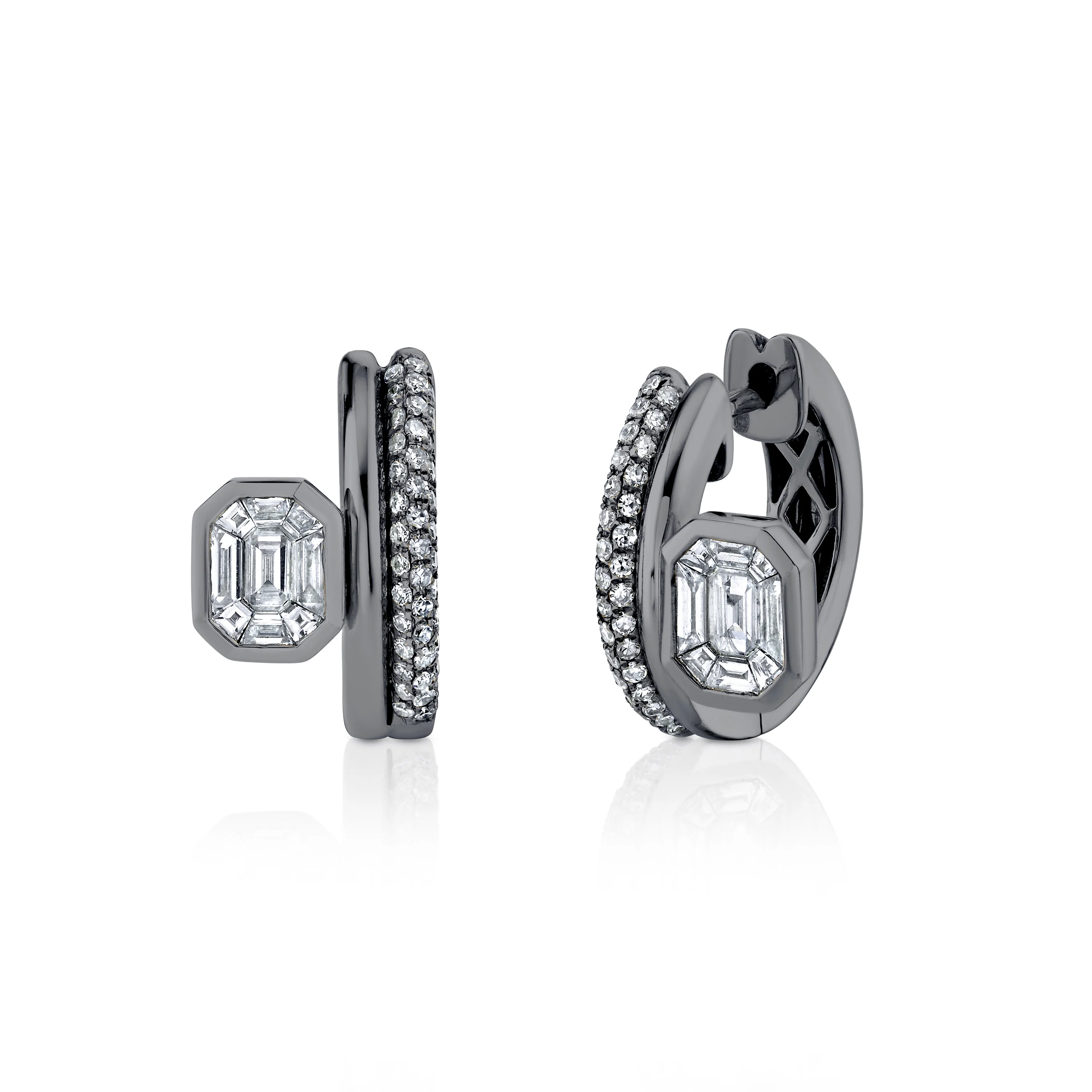DIAMOND FLOATING BEZEL HUGGIES - Image 5