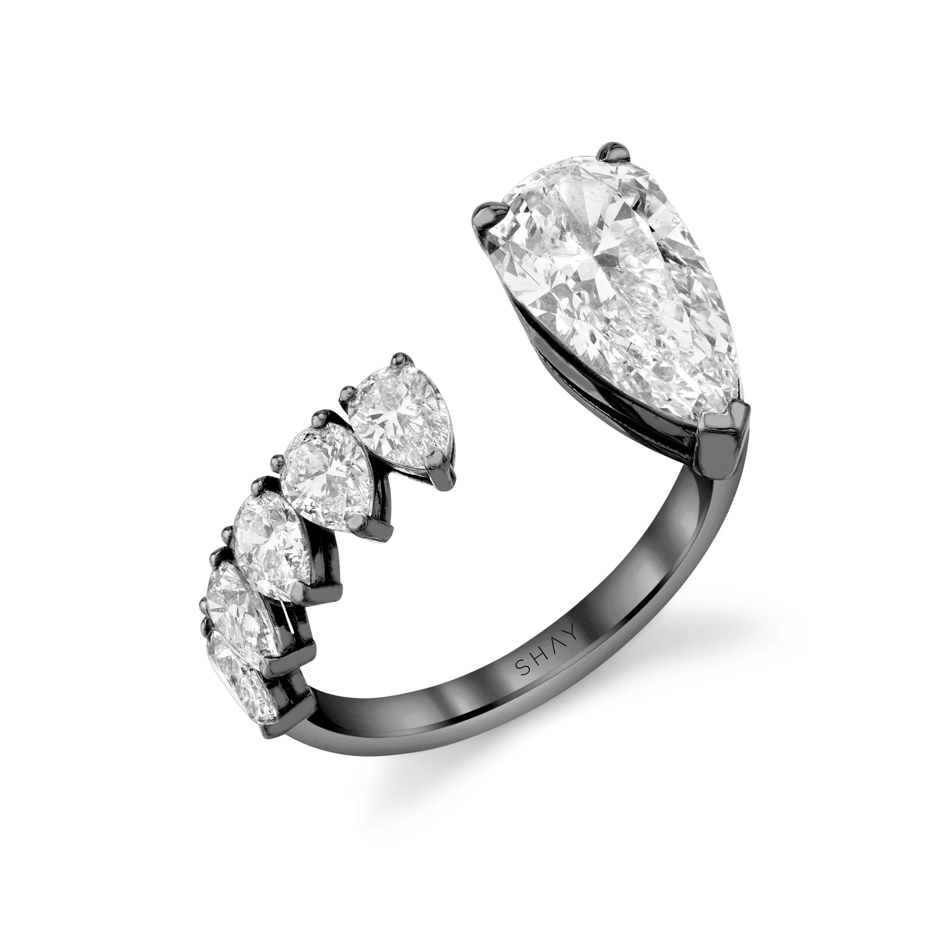 DIAMOND FLOATING PEAR RING - Image 6