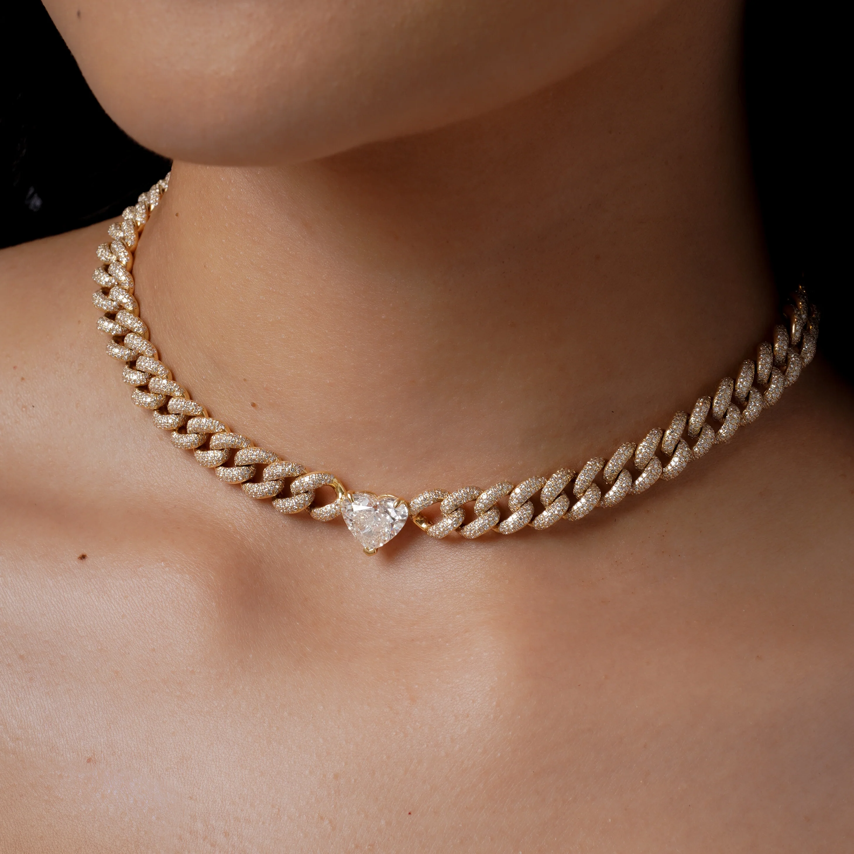GRAND DIAMOND HEART LINK NECKLACE - Image 2