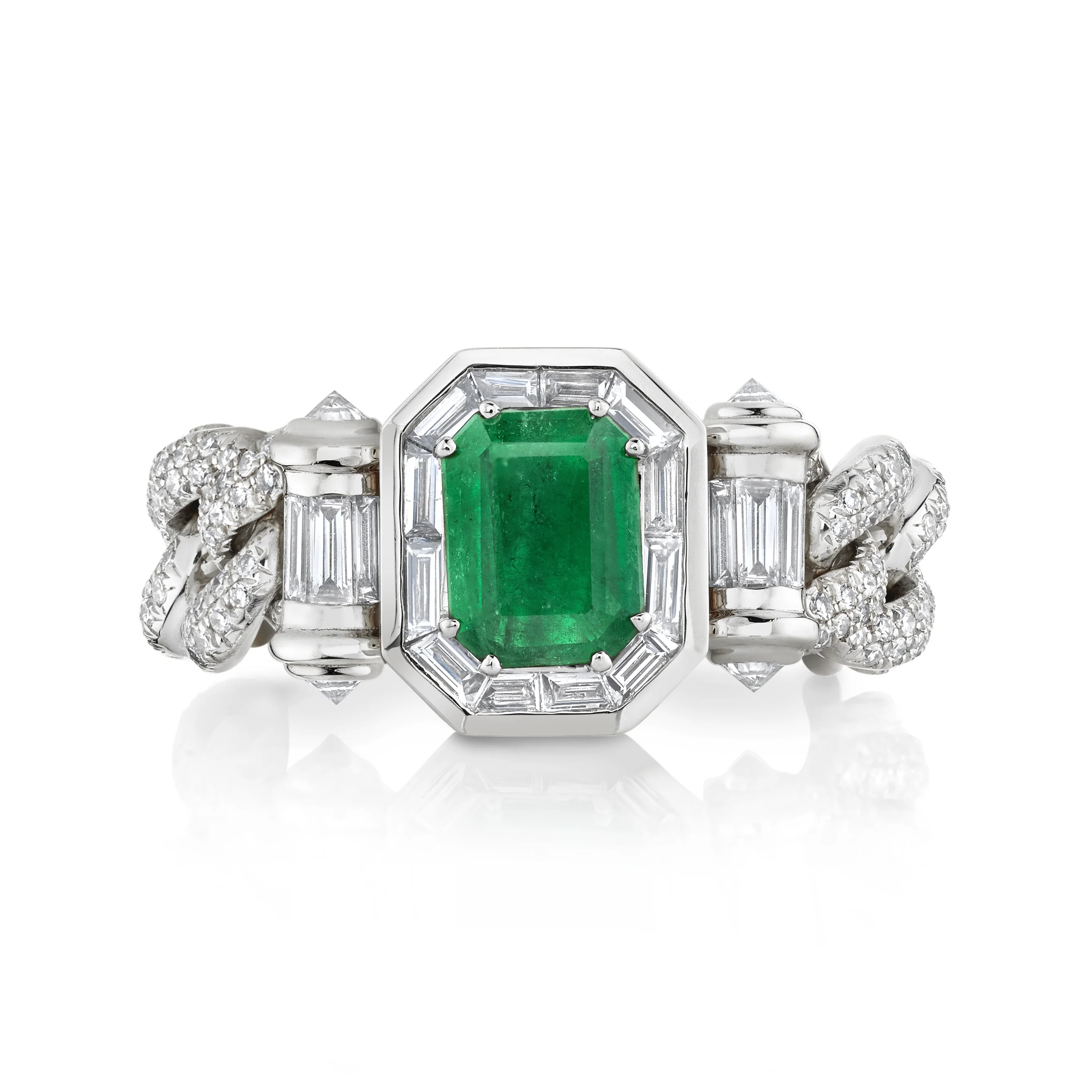 EMERALD HALO MEDIUM LINK RING - Image 3