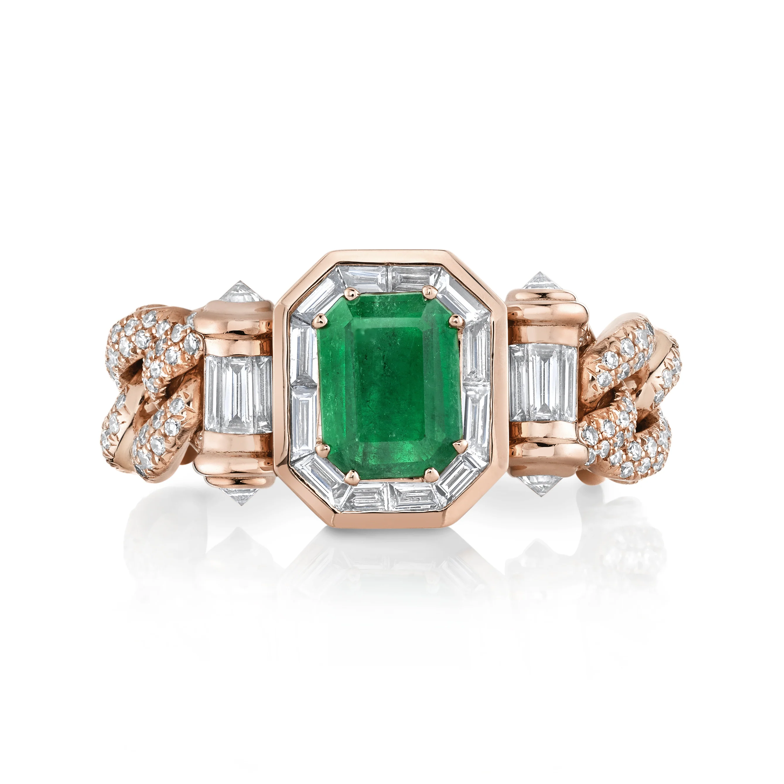 EMERALD HALO MEDIUM LINK RING - Image 4