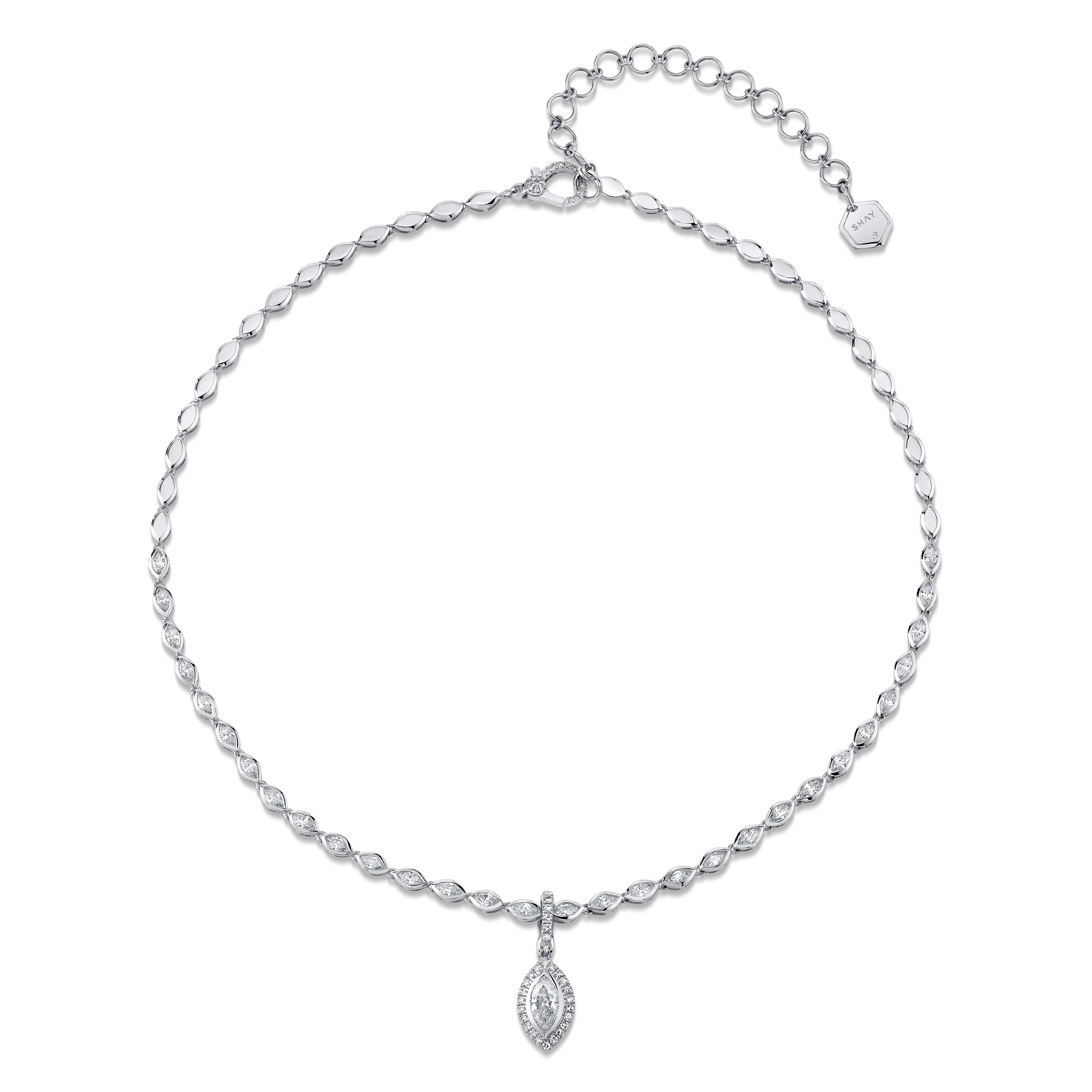 DIAMOND HALO MARQUISE CLIP NECKLACE - Image 3