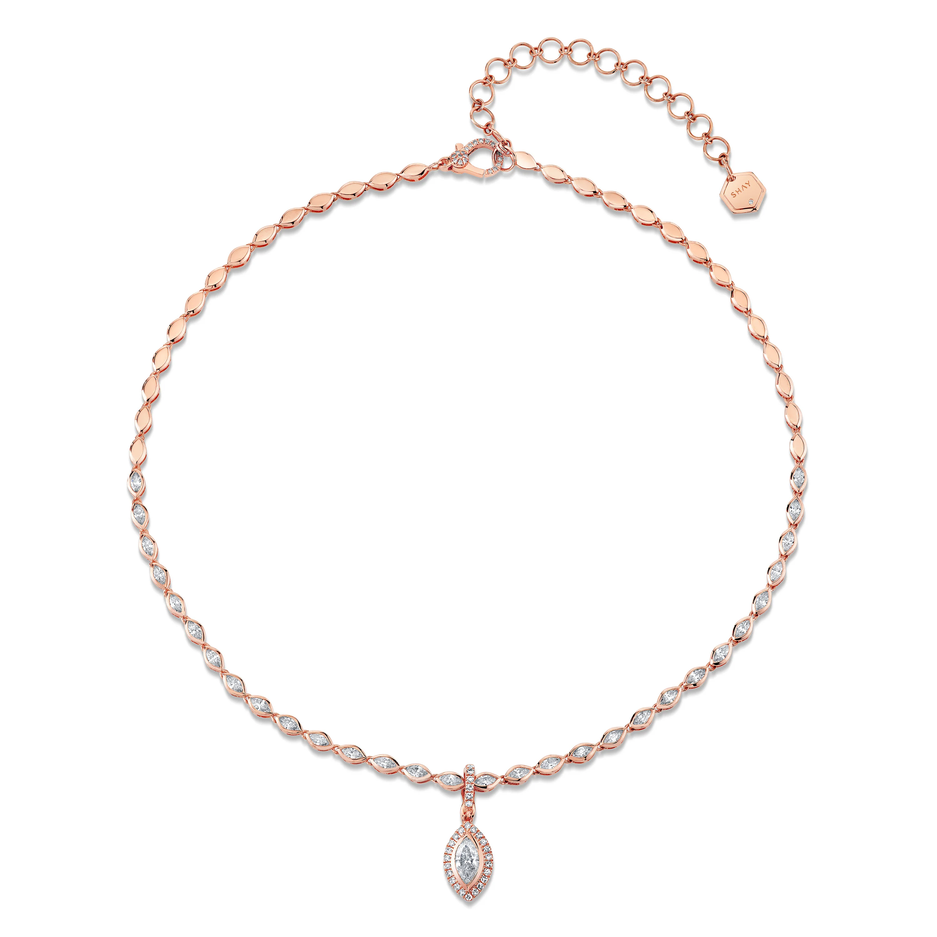 DIAMOND HALO MARQUISE CLIP NECKLACE - Image 4