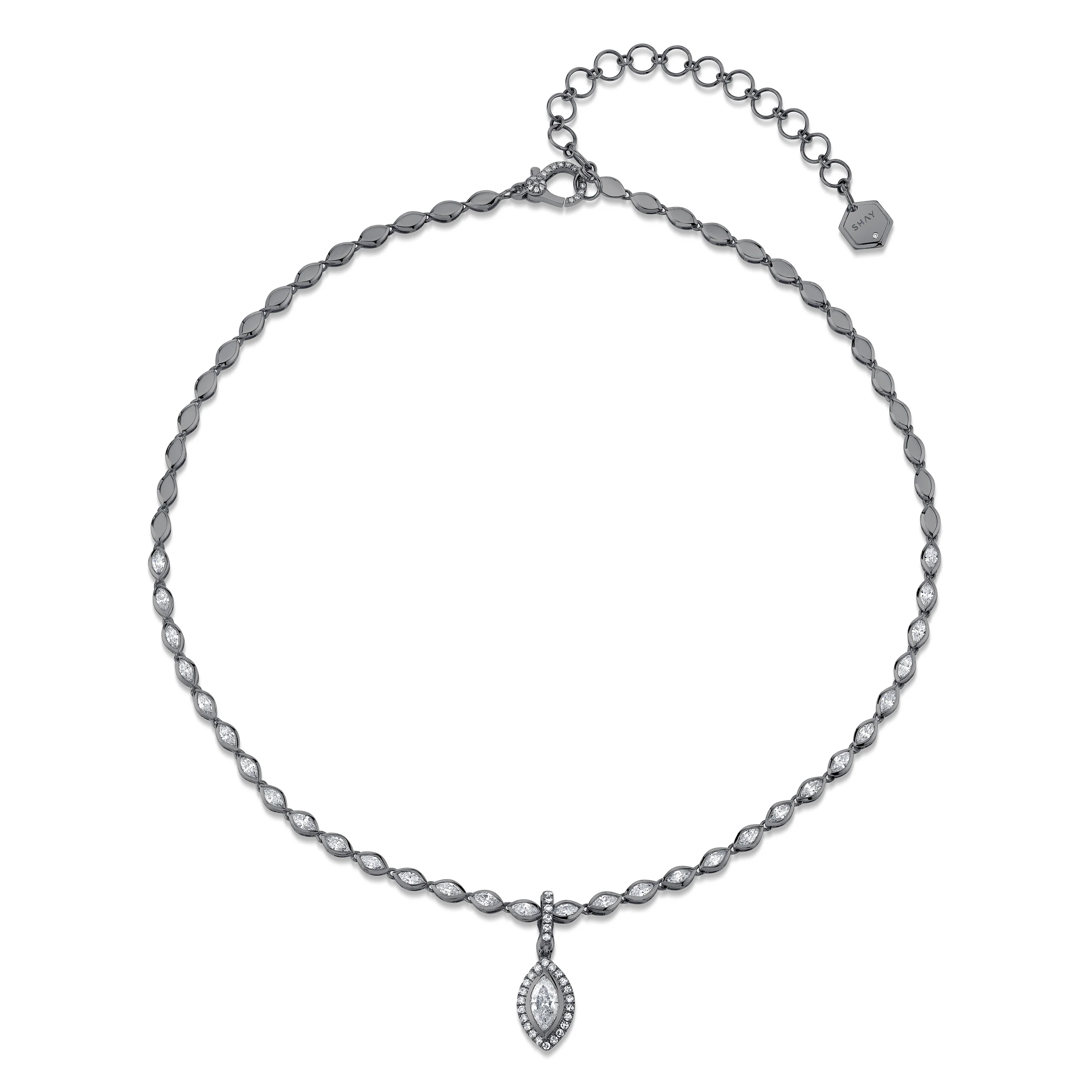 DIAMOND HALO MARQUISE CLIP NECKLACE - Image 5