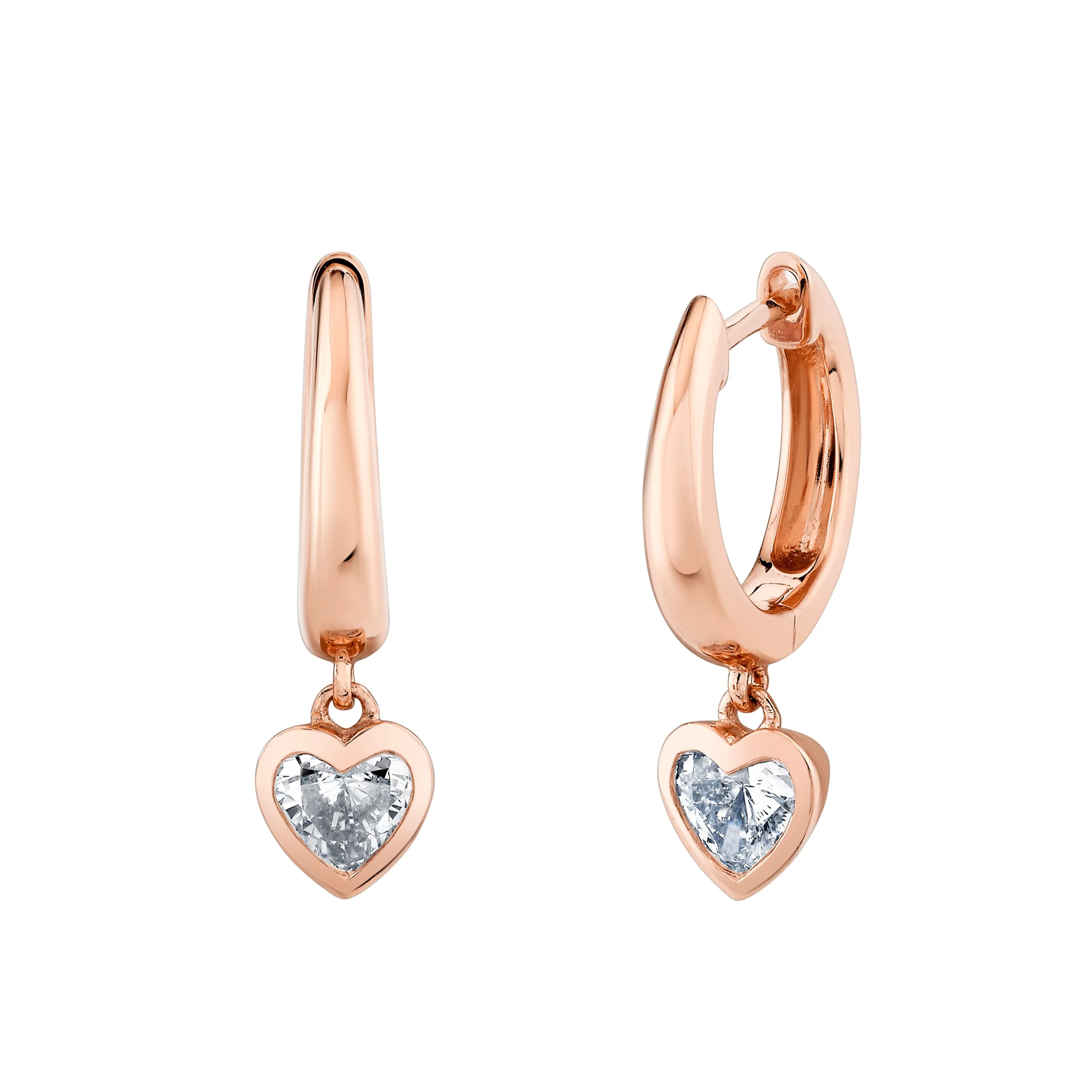 DIAMOND BEZEL HEART DROP HUGGIES - Image 3