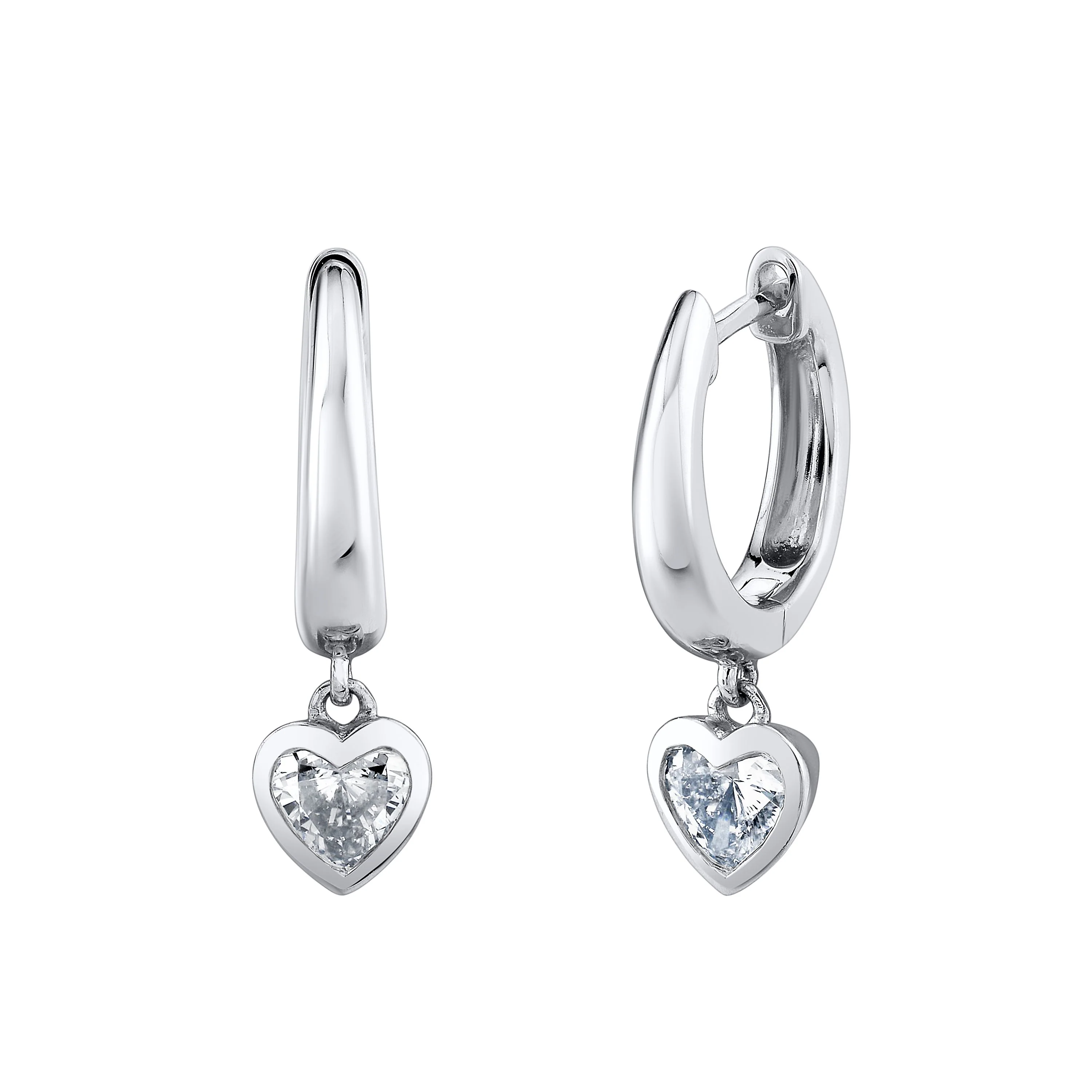 DIAMOND BEZEL HEART DROP HUGGIES - Image 4