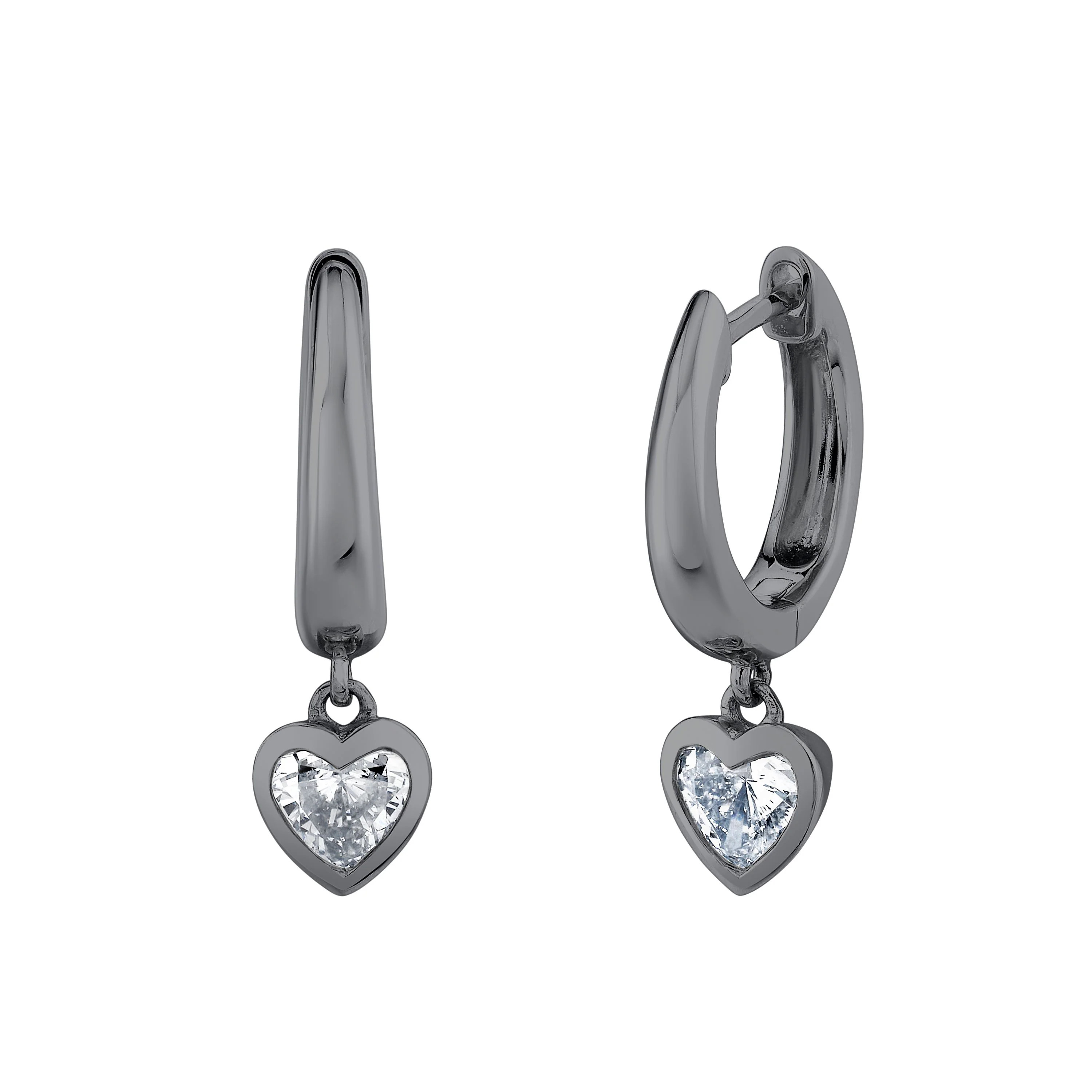 DIAMOND BEZEL HEART DROP HUGGIES - Image 5